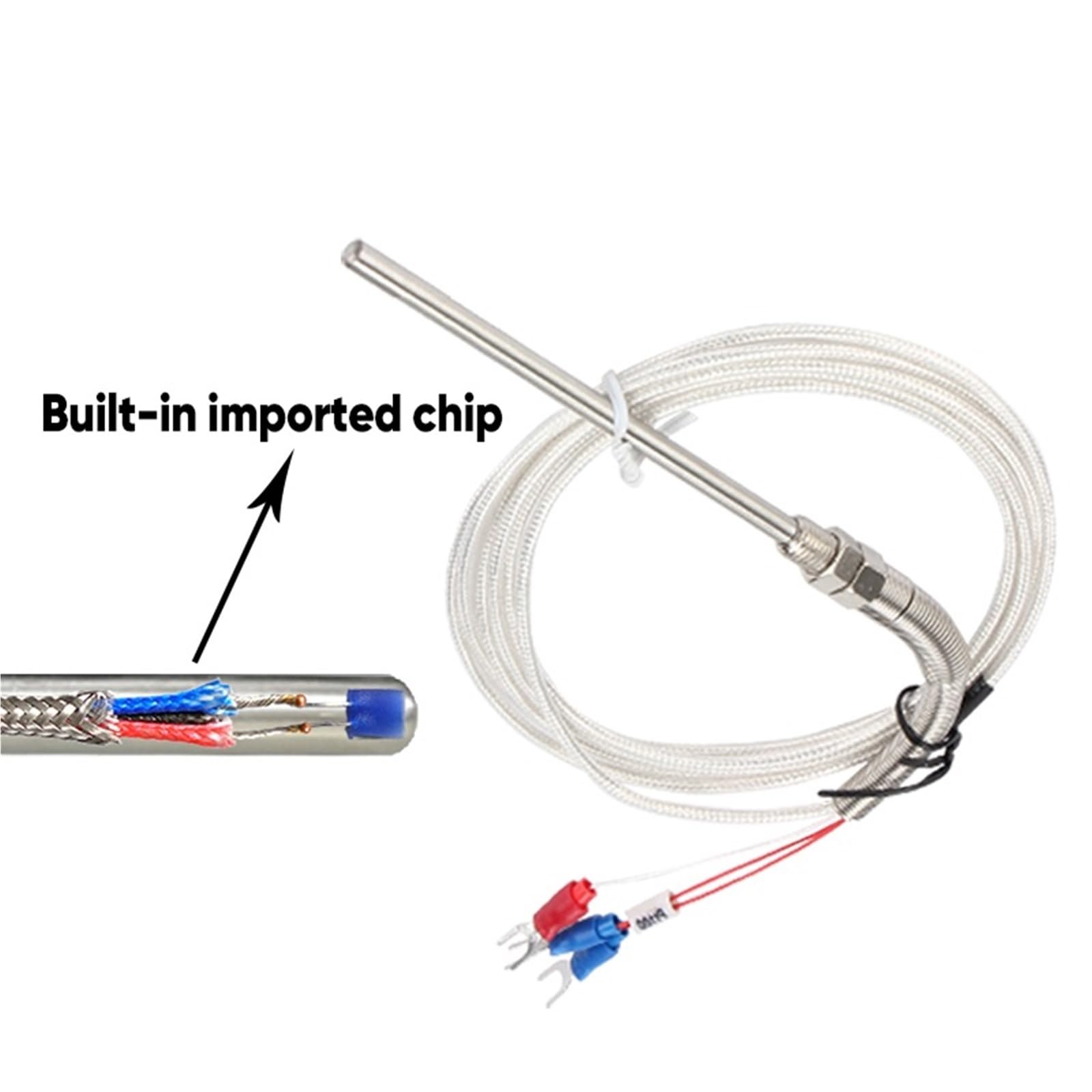 WZPT-03 PT100 M8 Gewindetyp Sonde Temperatursensor Thermoelement mit 1/2/3/5 m 3-Draht-Kabel 1 Stück(PT100 Type M8 0.5m,200mm)