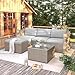 Gegtuon Gartenmöbel Set Sitzgruppe aus Rattan für Garten für 3-4 Personen, Essgruppe Sofa Lounge mit Stühle und Couchtisch, Balkon Möbel Outdoor mit Tisch, Gartenmöbel-Set Gartenlounge (Khaki)