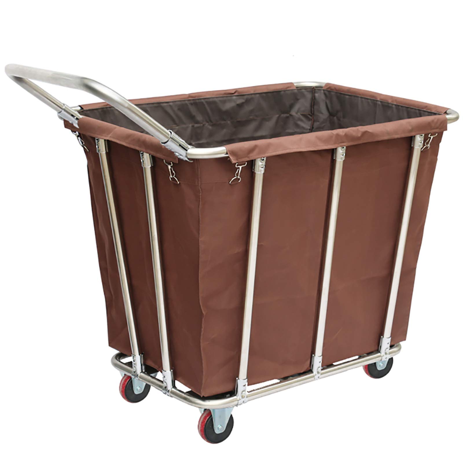 Carrello Commerciale per Lo smistamento della Biancheria, Robusto Carrello in Acciaio Inox con Ruote silenziose, Adatto per Case, Hotel e Magazzini (con Maniglie, Ruote da 4 Pollici).