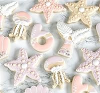Vista 5 de Cortadores de galletas de sirena, cola de sirena, estrellas de mar, conchas de mar de acero inoxidable, formas para hornear, regalo