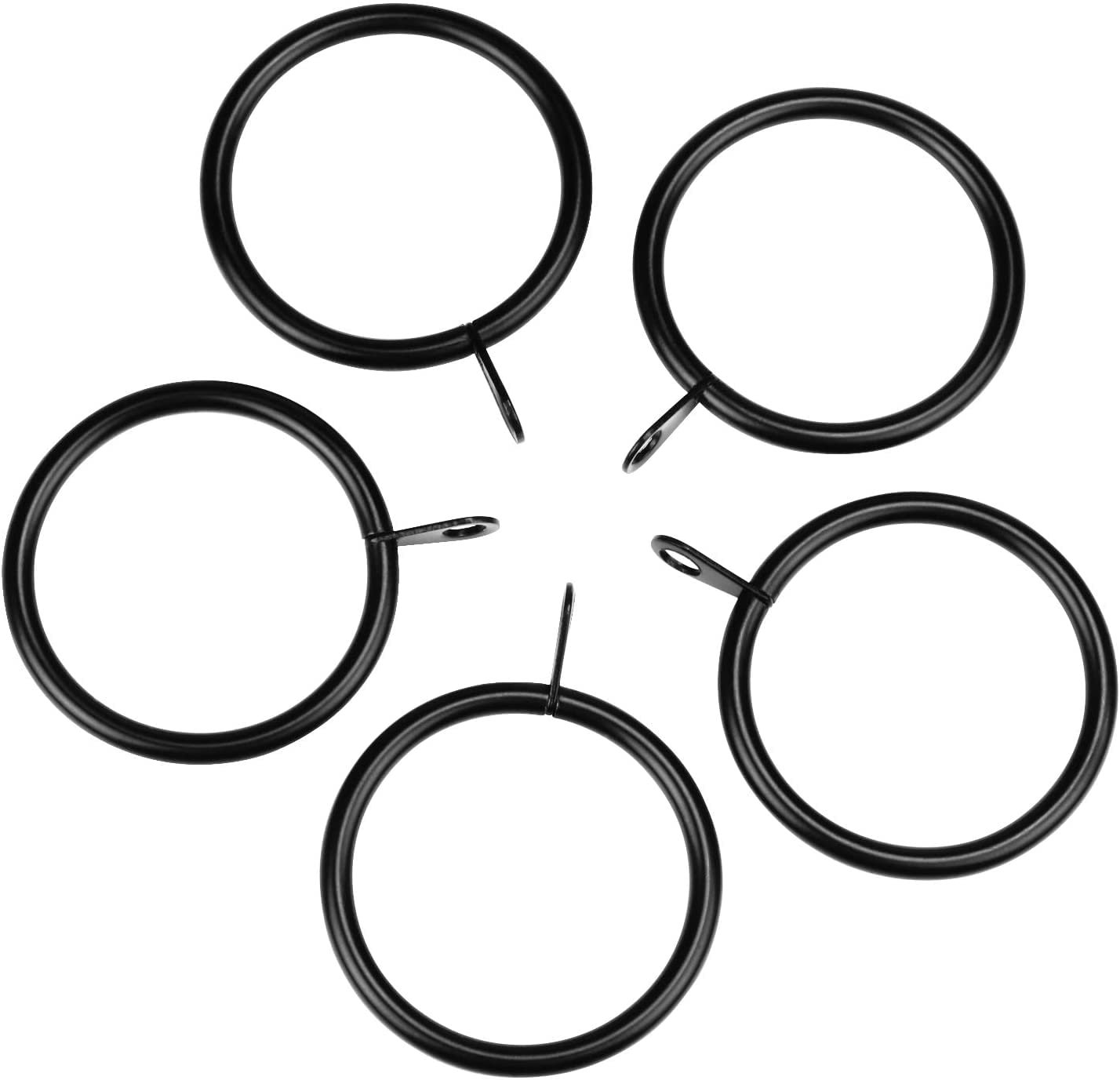 Coolty 60 Anillos de Cortina de Metal para Colgar Cortinas, 38 mm de diámetro Interior (Negro)
