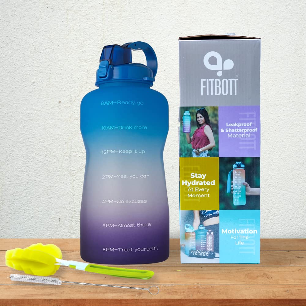 FITBOTT Tritan Sports Water Bottle with Motivational Time Marker, Non-Toxic Bottle for Office & Home/Shaker For Gym/Bike Water Bottle/Bottle with Bottle & Straw Cleaning Brush (Blue & Purple, 2 Litre) (B0BGDQDDZ5) Amazon Price History, Amazon Price Tracker