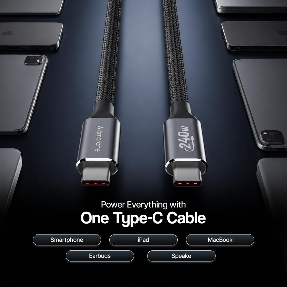 Ambrane ABCC-240 Type-C Cable - 240W Fast Charging & 40Gbps -7