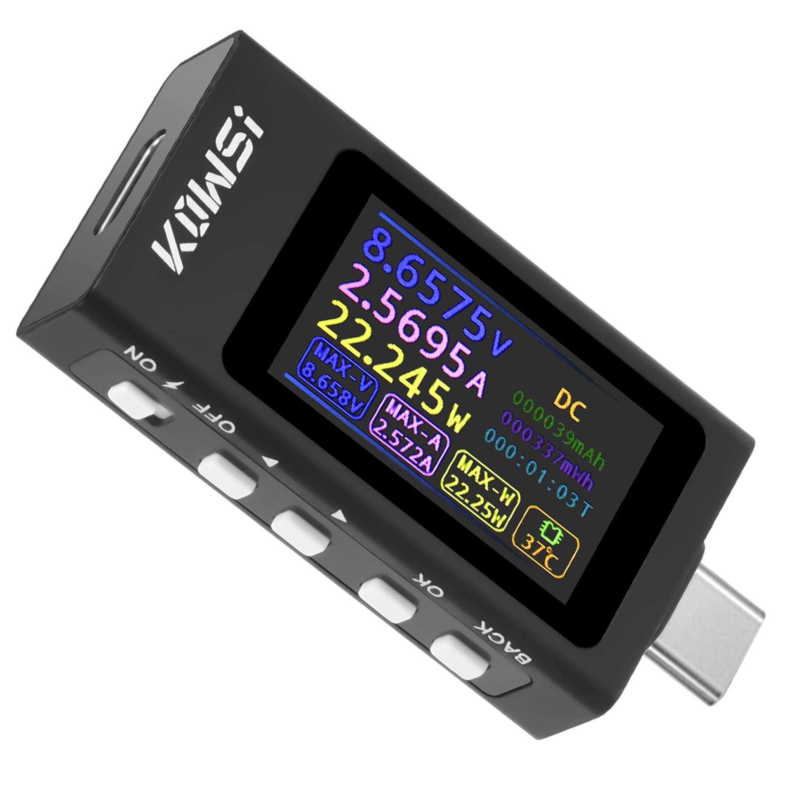 DiyStudio 280W usb チェッカー 電流電圧チェッカー デュアル USB テスター USB-C テスター DC 4-30V 0-12A 電圧計 多機能 曲線測定 波形測定