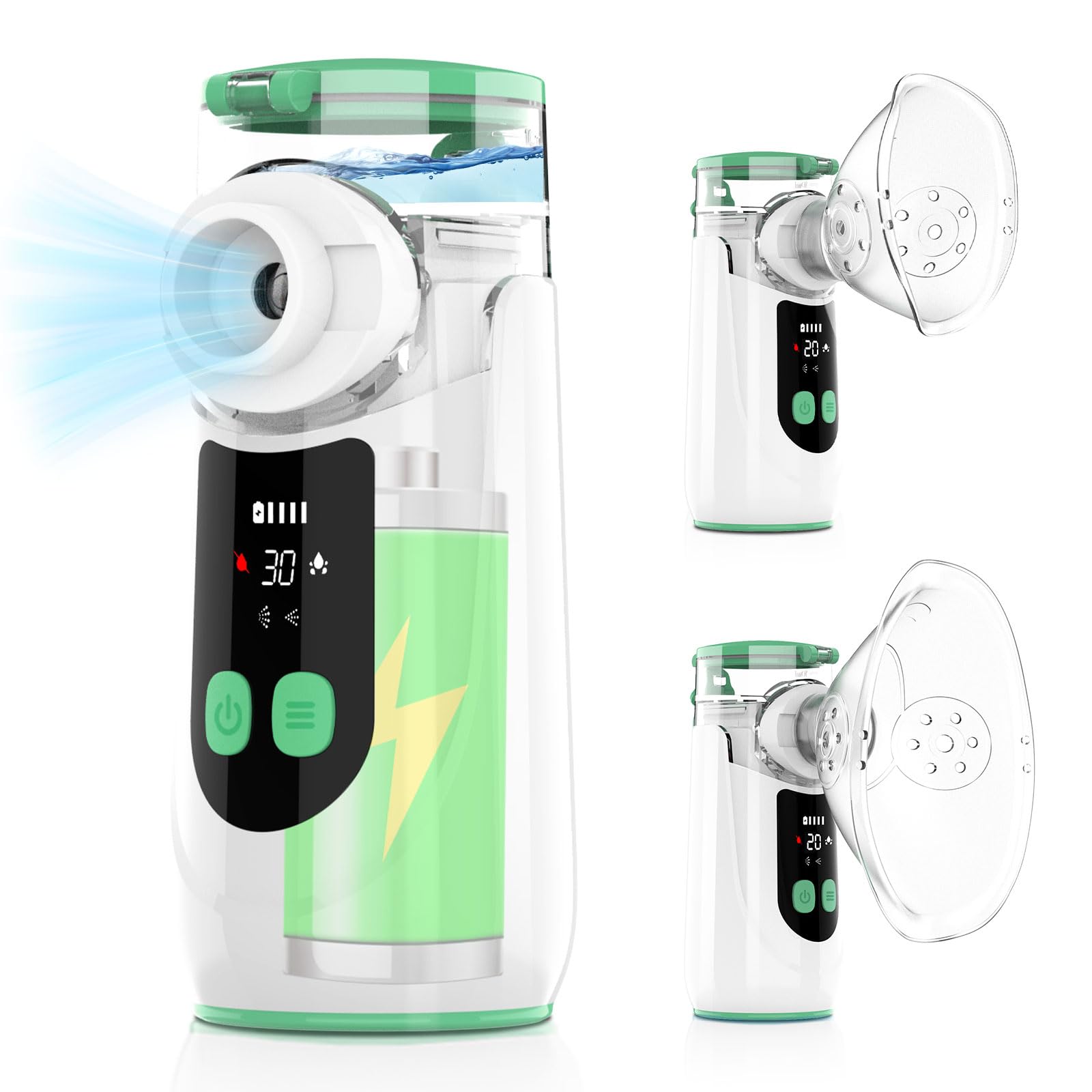 Portable Silent Aerosol with Digital Display, NEEMOSI Rechargeable Ultrasonic Aerosol for Adults and Children, Aerosol Machine with 2 Masks and Snorkel