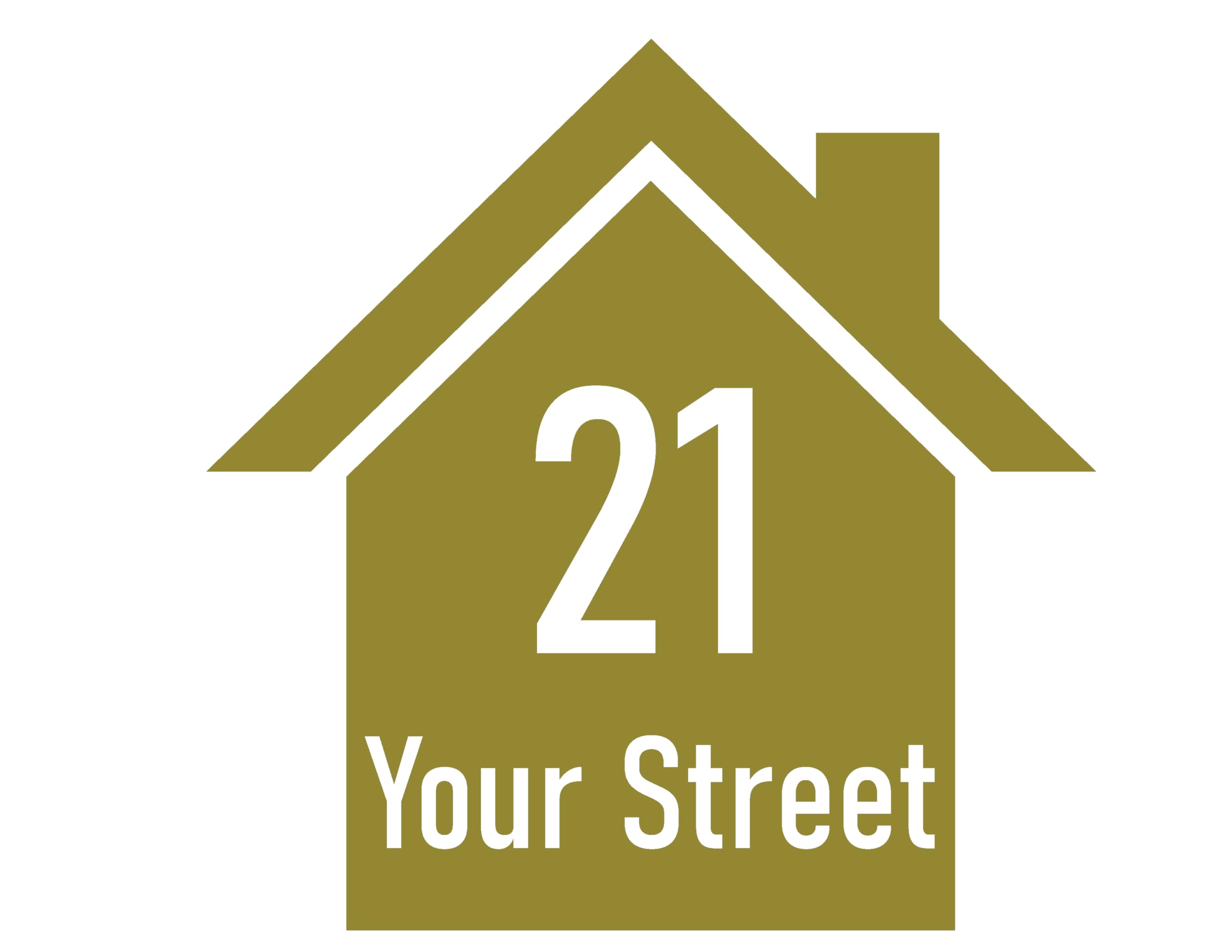 Pack of 3 House Silhouette Waterproof Wheelie Bin Stickers - Waterproof Vinyl Decal - Long Lasting - Easy to Clean - Number & Street Name (Gold)