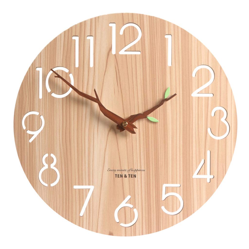 Horloge murale en bois suspendue ronde de 30cm pour décoration salon
