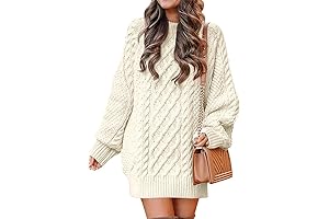 Oversized Cable Knit Women's Sweater Dress: A Comfortable and Stylish Choice for Plus-Size Individuals