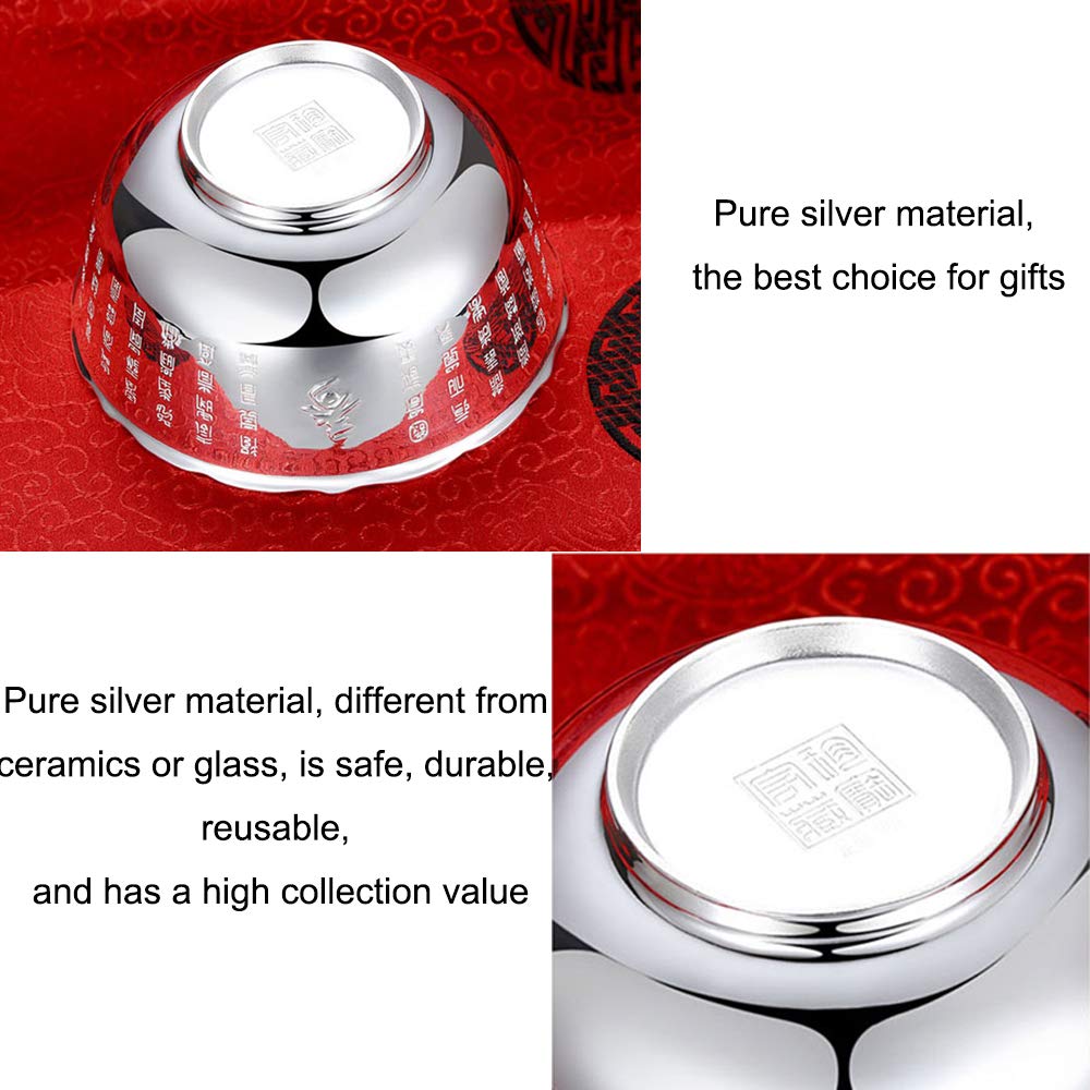 Bol à céréales en argent sterling, bol à soupe, riz, bol de nouilles instantanées, bol à fruits et à salade, fabriqué à la main, facile à nettoyer, pratique comme cadeau, 204 g