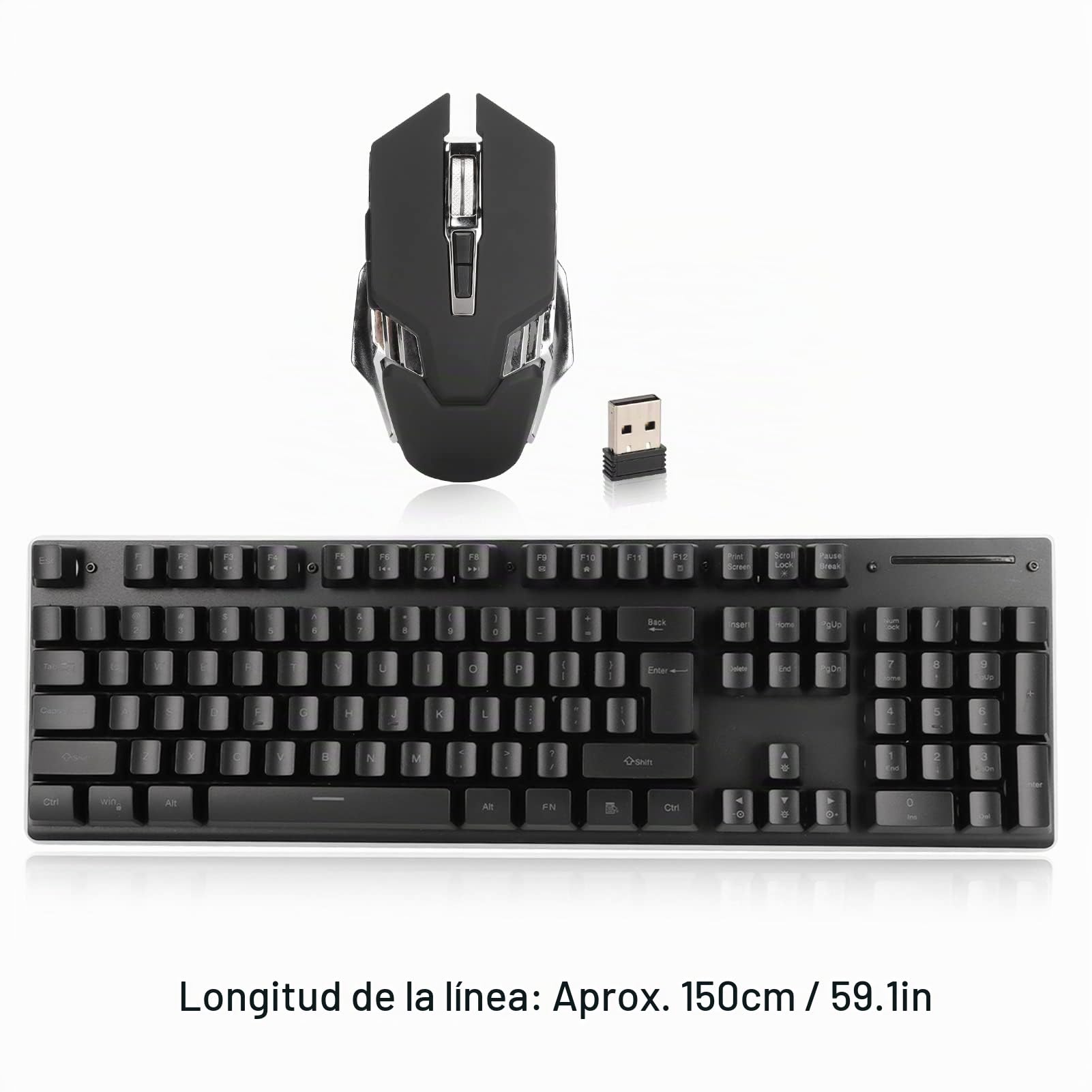 ciciglow Combo de Teclado Mecánico Y Mouse, RGB Retroiluminado con Cable Recargable 3200DPI Ratones Teclado Inalámbrico para Juegos para PC Gamer Computadora de Escritorio