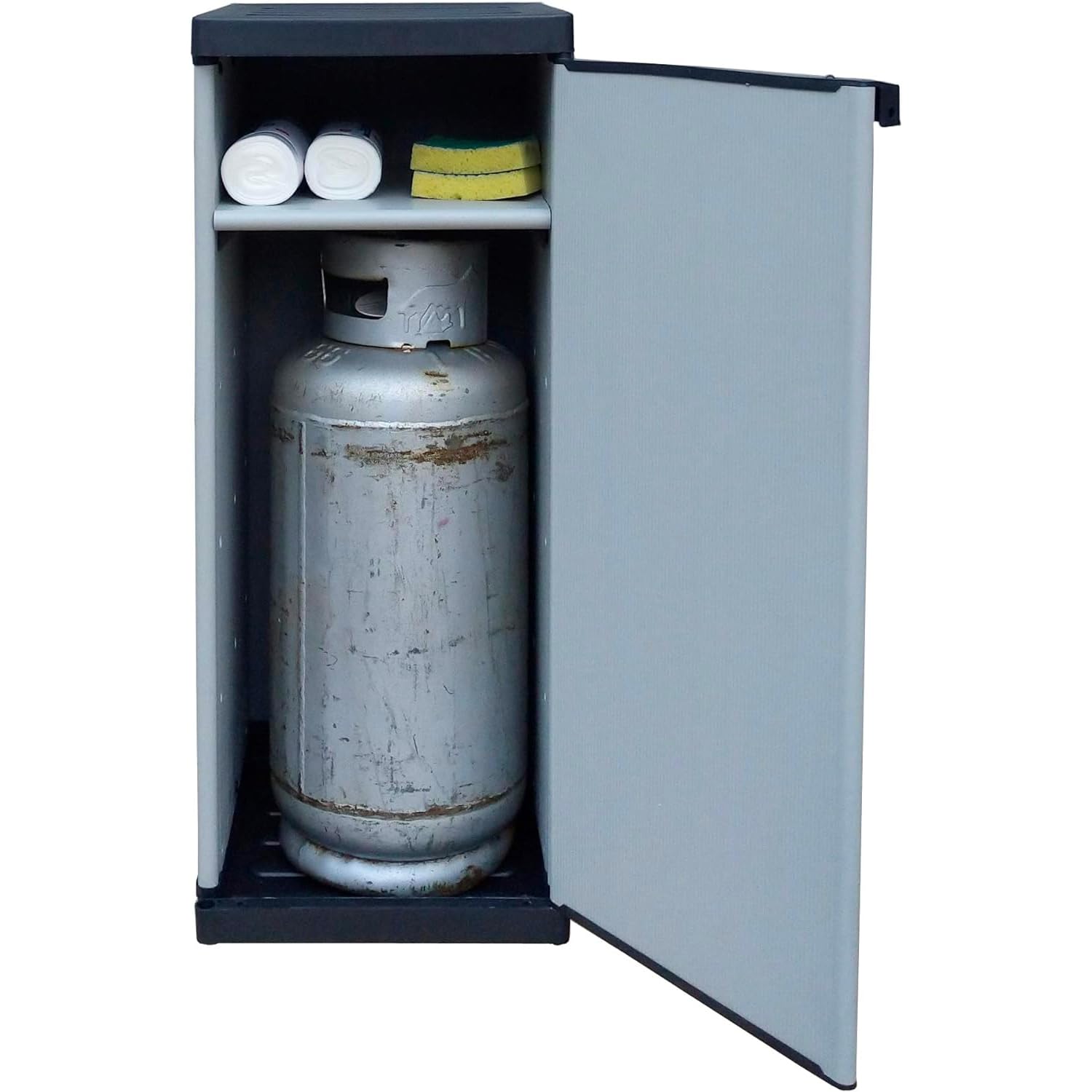 Avilia Armadio Modulare a 1 Anta | Mobiletto per Interni | Armadietto Basso | Armadio per Attrezzi | Armadietto per Esterni | Armadietto in Plastica | Armadio con 1 Scaffale ‎35x39.5x86cm, Grigio