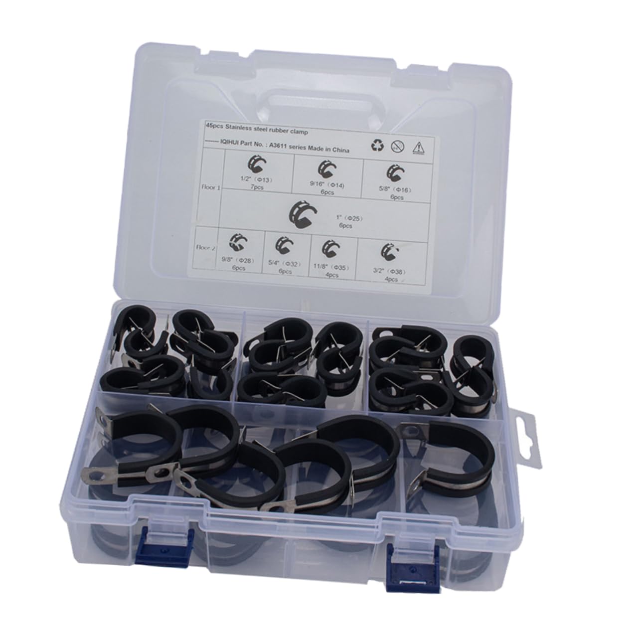Abrazadera de Manguera en Forma de R 45 Piezas Acero Inoxidable