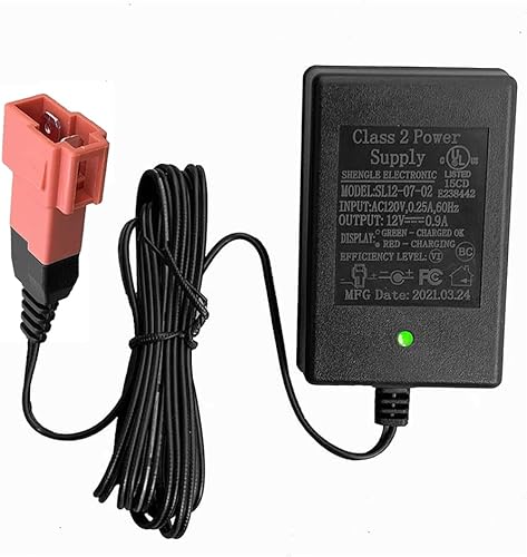 Cargador de batería de 12 voltios para niños, enchufe cuadrado rojo de 12 V, adaptador de corriente de batería eléctrica, UL FCC, SL12-07-02