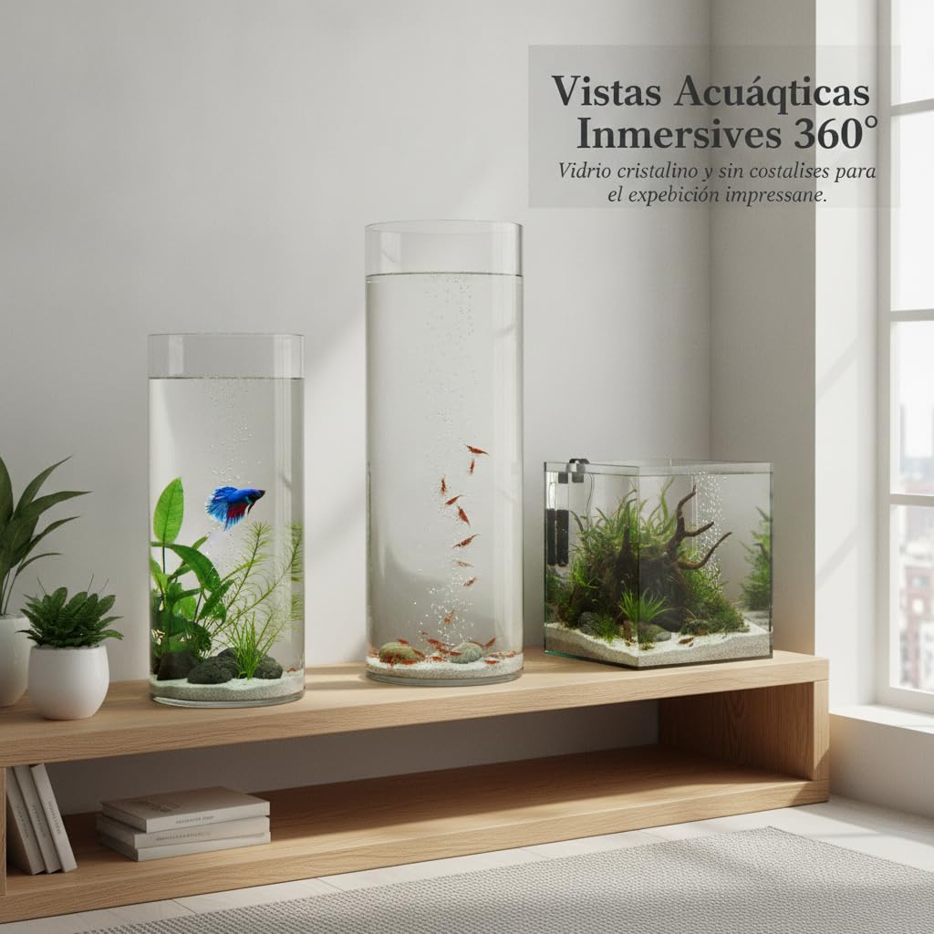 Aquarium en Verre Cylindrique, Diamètre 30 cm, Hauteur 30 cm | Bac à Poissons Vertical, Réservoir Aquatique Grande Capacité, Bassin à Poissons Haute Transparence pour Décoration Intérieur