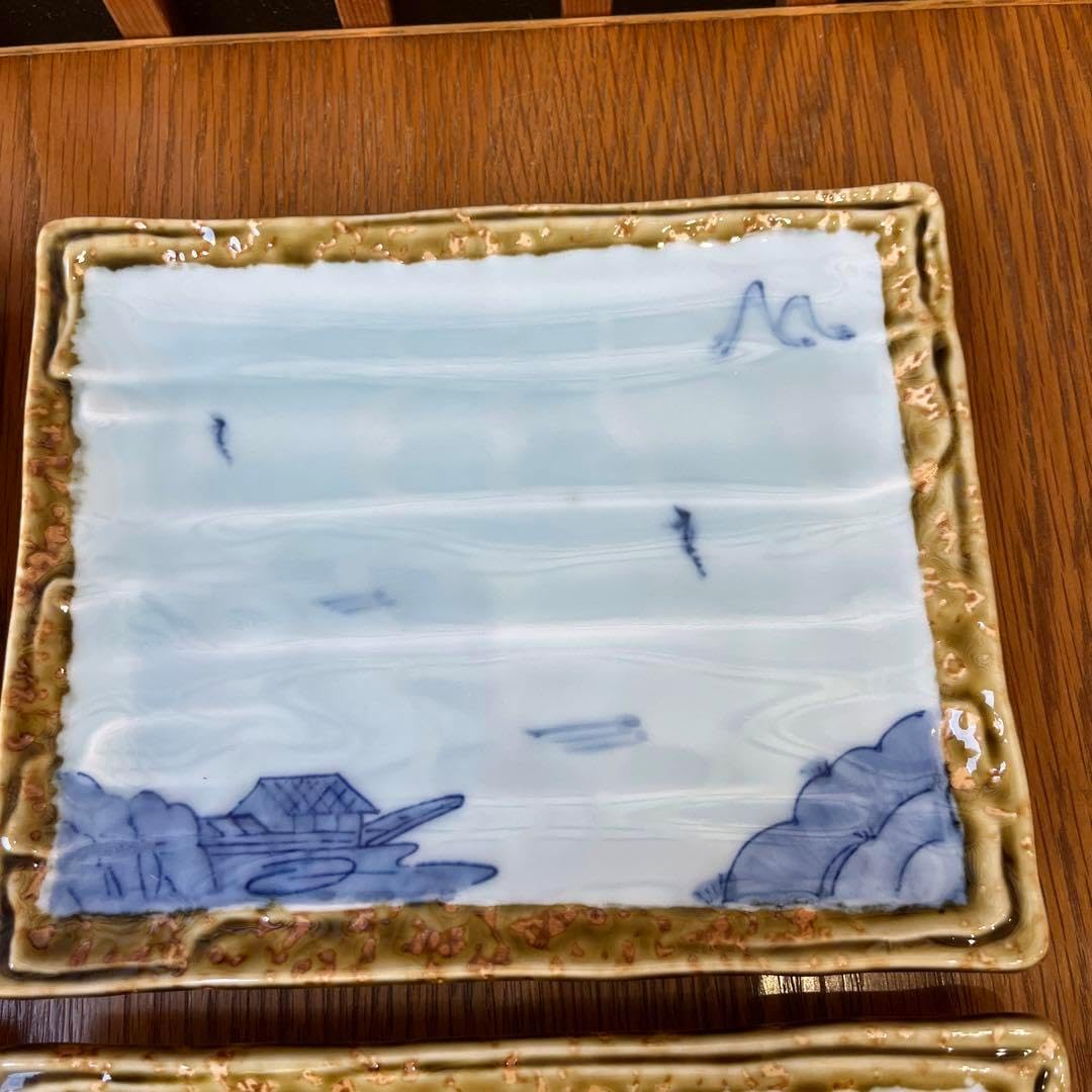 有田焼其泉窯伊良保山水焼物皿揃貝山作角皿5