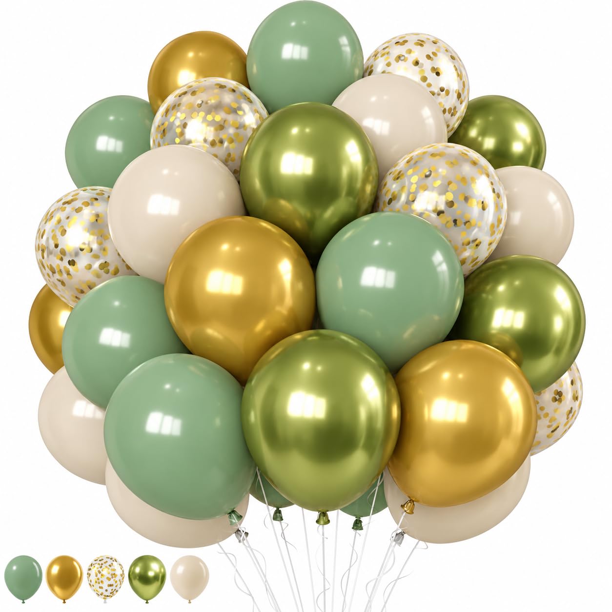 HILAVO Sage Green Balloons Metallic Green Gold Confetti Baby Shower Balloon — image 1