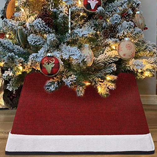 Blissun Fabric Christmas Tree Collar, Square Christmas Tree Ring, Willow Christmas Tree Skirt For Christmas Tree Decorations (Red & White) #TOP5