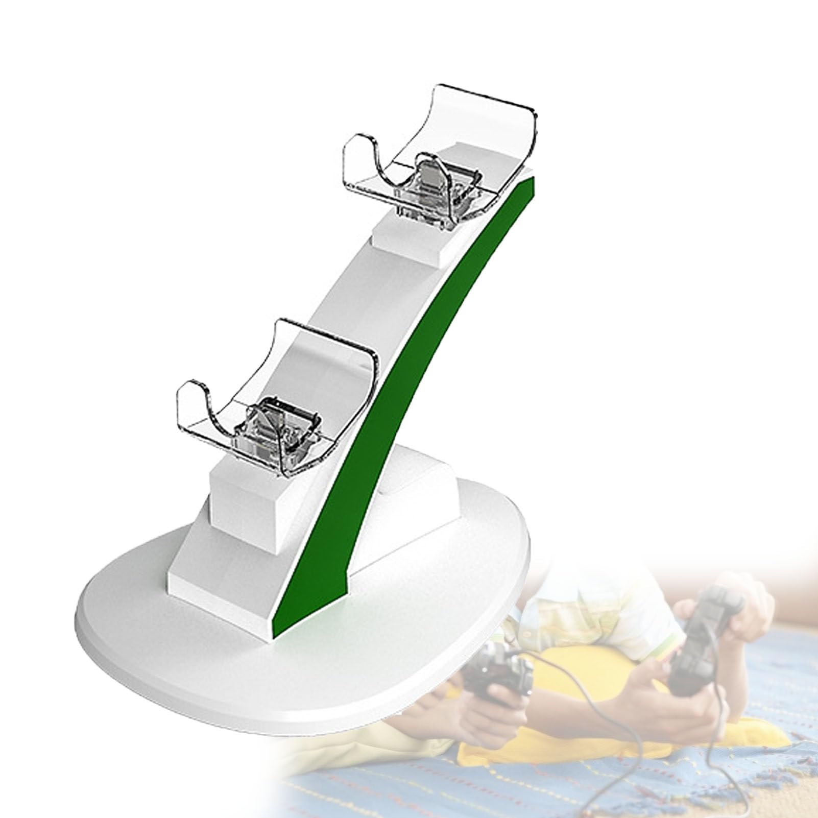 Base de Carga con asa, 2 Paquetes de baterías y Controlador de estación de Carga Dual con indicador LED, Base Recargable (White)