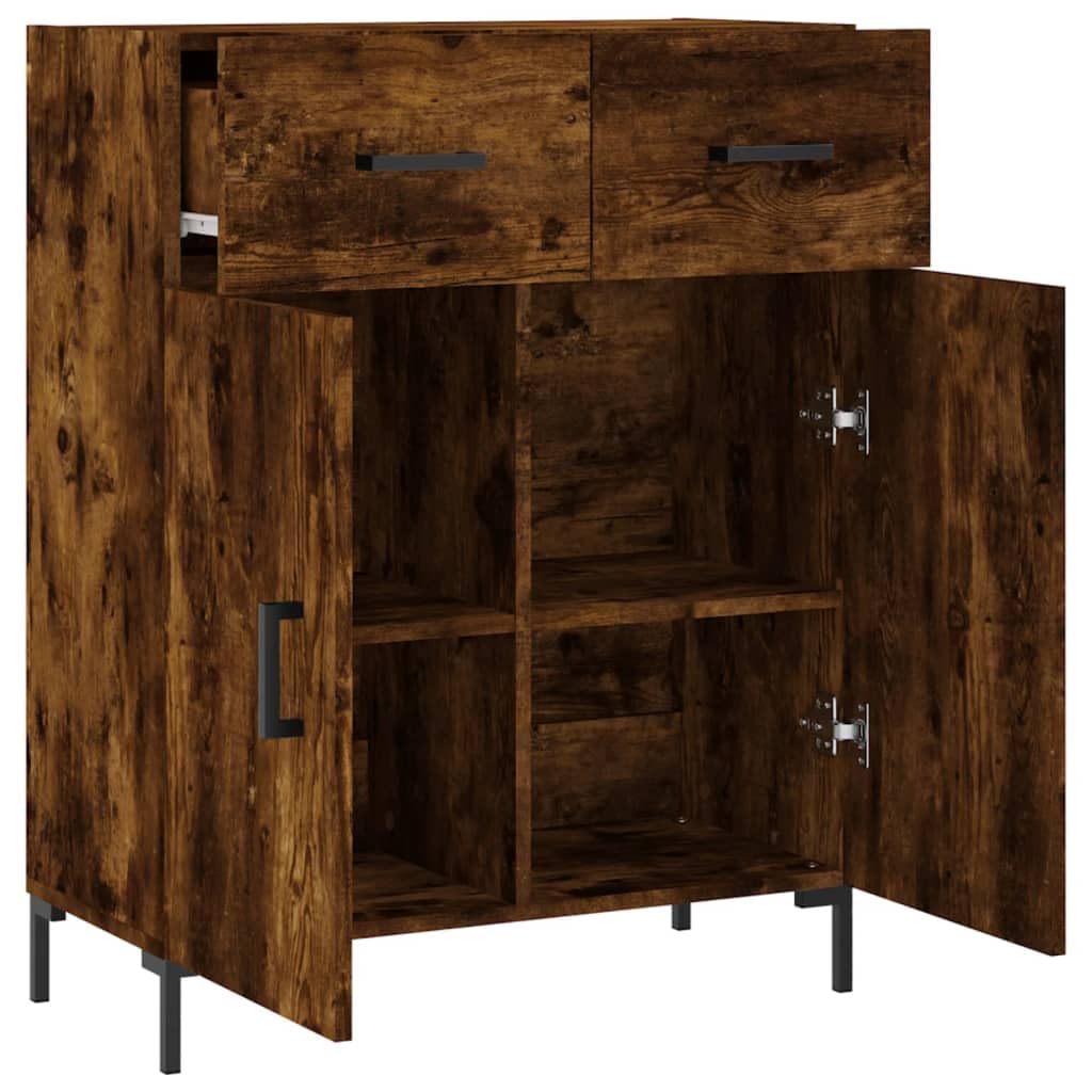 ZEYUAN Aparador de Madera de ingeniería Roble Ahumado 69,5x34x90 cm, Aparadores para Salon, Aparador Entrada Recibidor, Aparador Cocina, Vitrinas para Salon, Muebles Auxiliares 827985