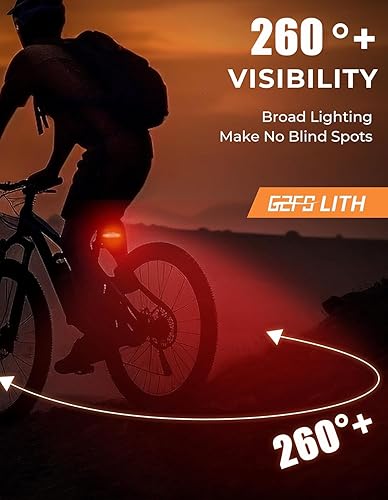 Miniatura 4 de 220 LM Rechargeable Bike Tail Light, IPX6 Waterproof Cycling 260 Wide Visible Safety Flashlight,Can emit a Large Light spot 5 Light Mode for Adult