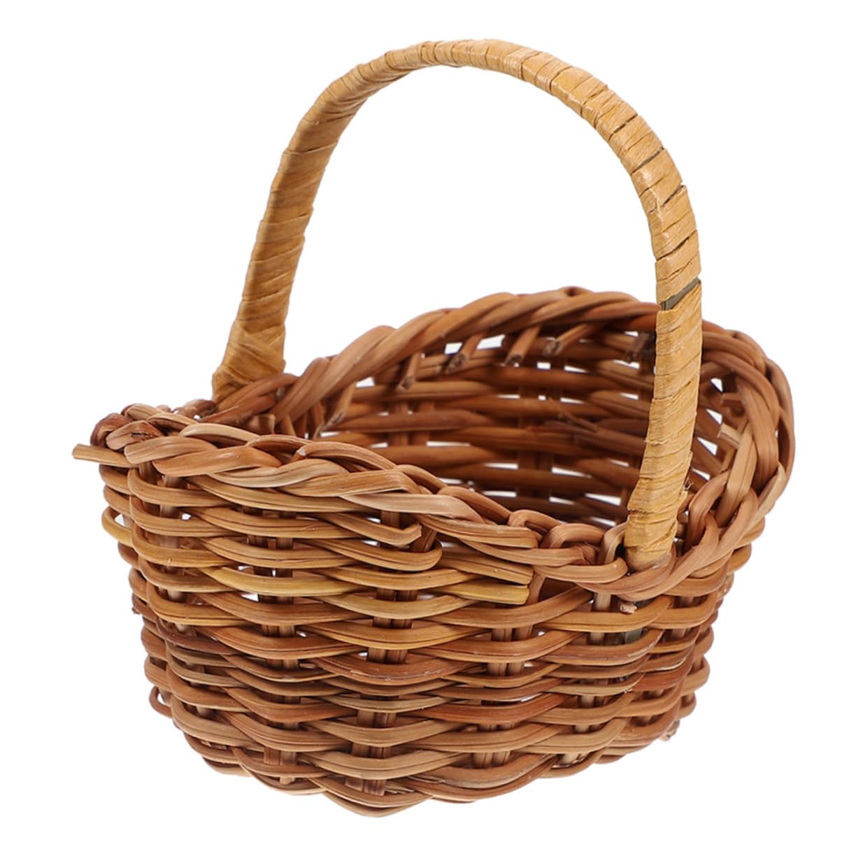 Abaodam Dollhouse Rattan Basket 1/12 Small Mini Woven Willow Basket Lightweight Portable Flower for Picnic Party Wedding Home Decor Fairy Garden Easter Decor 2.95X2.95X2.17 Inch