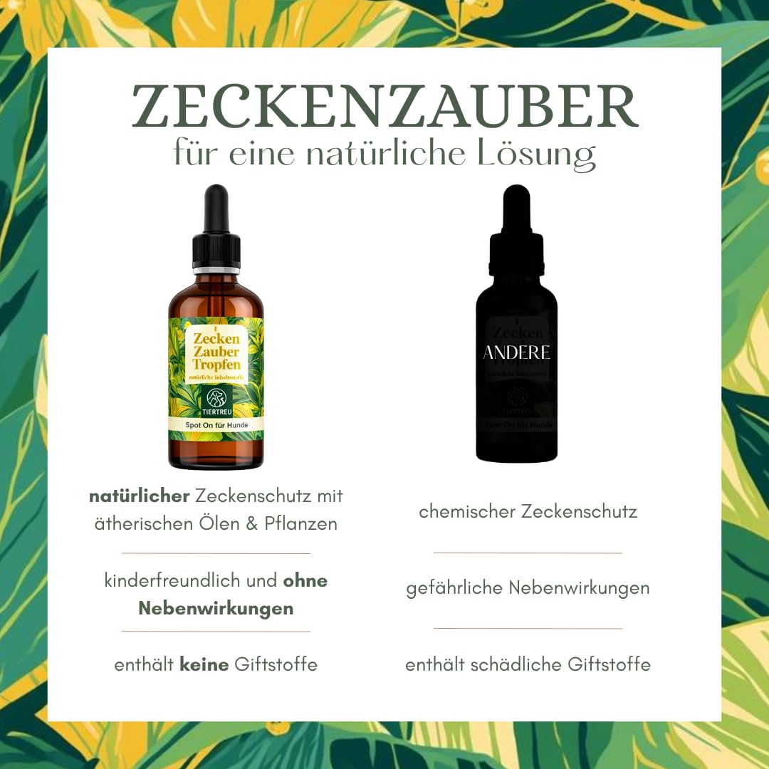 Zeckenzauber 50 ml - Spot On für Hunde - Zeckenschutz für die gesamte Saison - Zeckenmittel für Hunde - pflanzliche Inhaltsstoffe - gegen Zecken, Milben, Flöhe