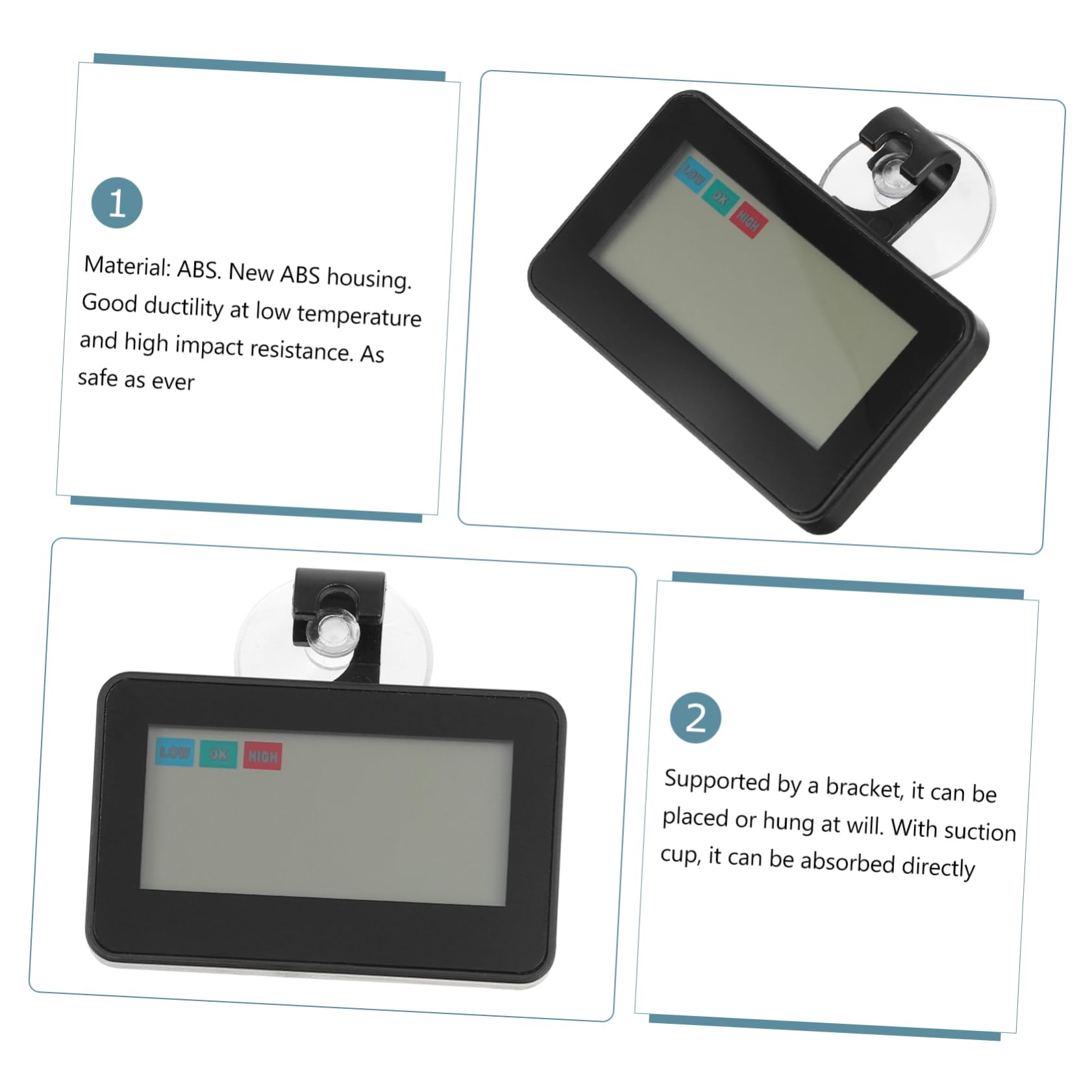 Amosfun 3 Piezas Termómetro Mini Congelador Herramienta De Medición De Temperatura Para Nevera Congelador Inalámbrico Mini Nevera Higrómetro De Escritorio Nevera Digital Abdominales Black