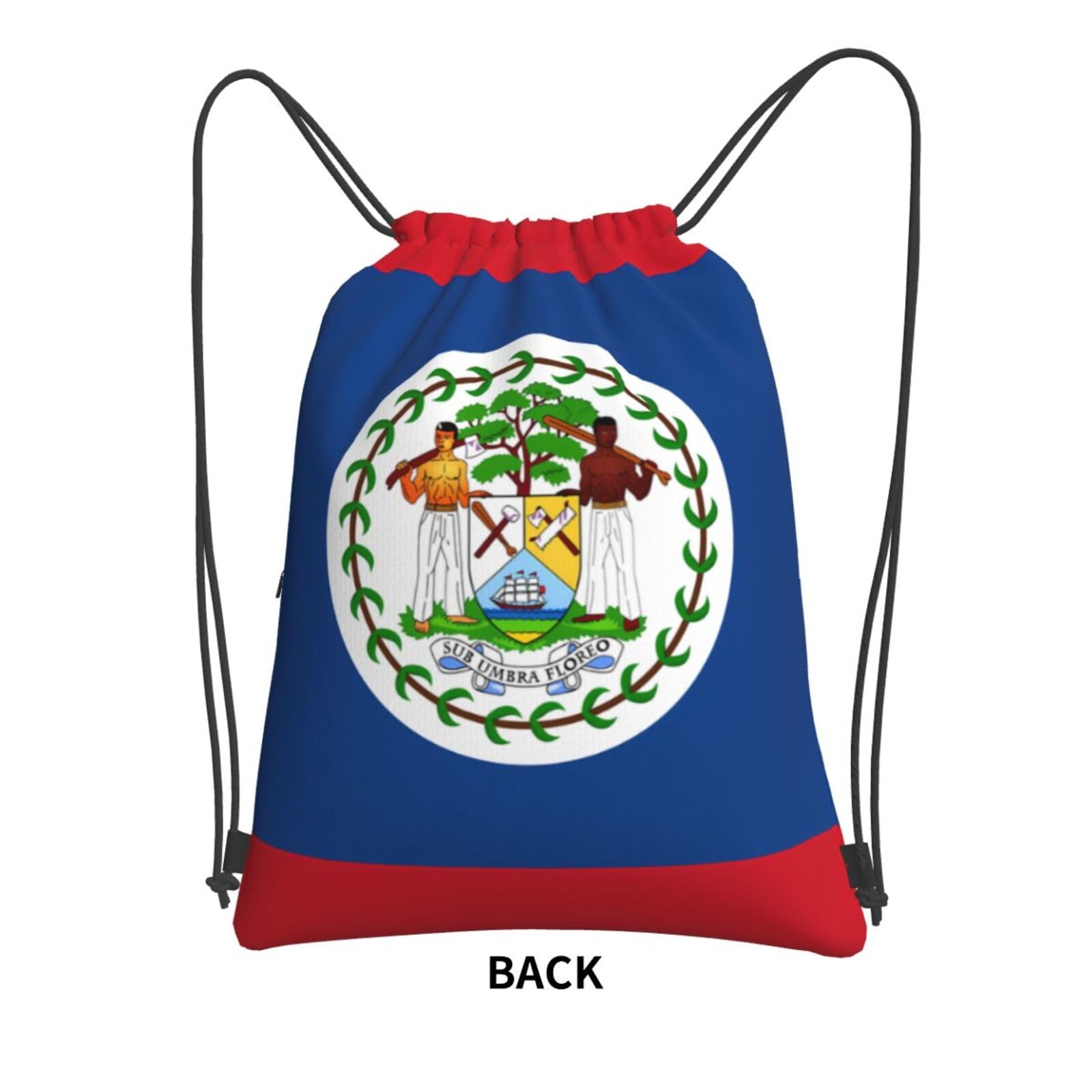 Trukd Belize Flag Drawstring Zipper Backpack - Versatile, Durable, And Stylish Design For Everyday Use, Black