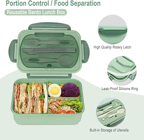 Miniatura 2 de NatraProw Lonchera Bento para adultos con bolsa, contenedores de almuerzo para adultos, lonchera a prueba de fugas para adultos, sin BPA, caja Bento