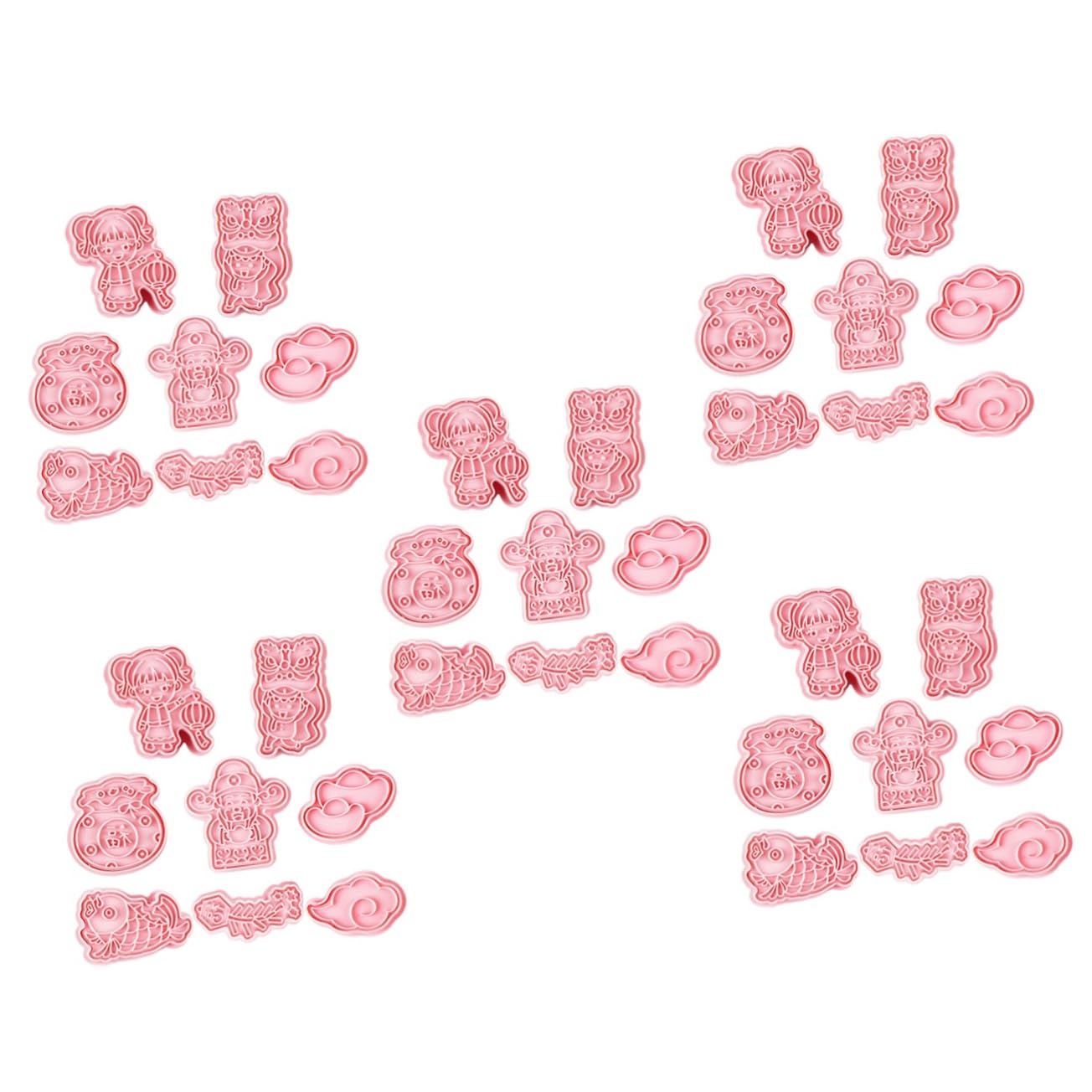 Cabilock 5 Juegos Molde De Galletas Cacerola Galletas De Chocolate Cortadores De Galletas Moldes De Fondant Horneando Plantilla De Galleta Galletas De Mantequilla El Plastico Rosa 8 Uds * 5