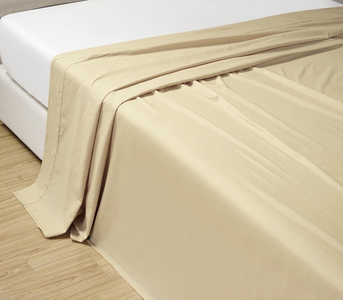 Grand LinenBrushed Microfiber Hight Thread Count 1500 Premium Series Flat Sheet Twin Beige