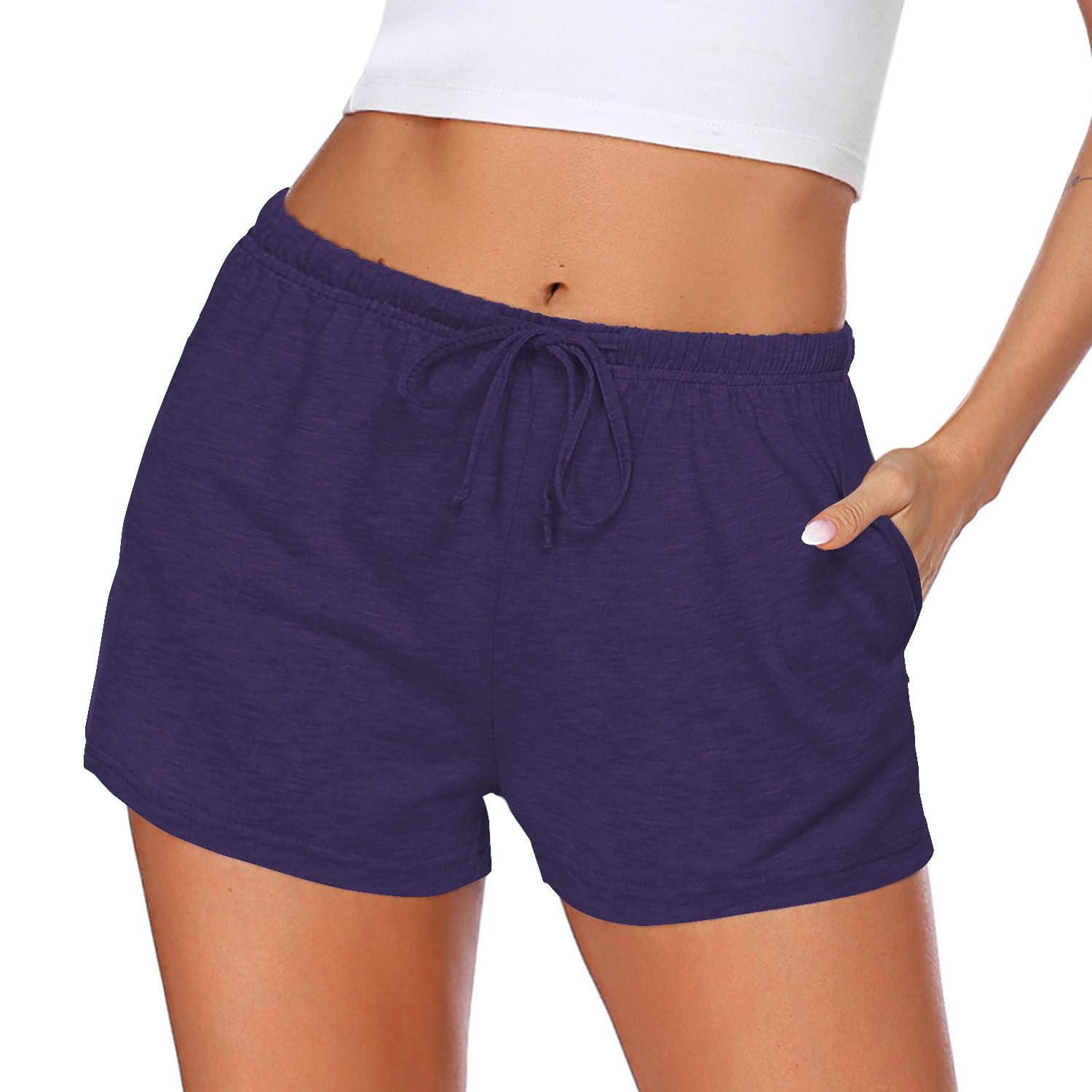 Ekouaer Women Pajama Shorts Comfy Lounge Bottom with Pockets Stretch Strip Sleepwear Drawstring Pj Bottoms Sleep Shorts