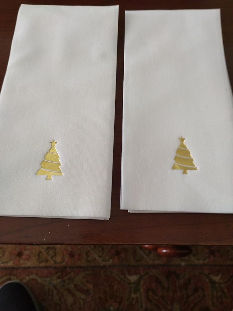 Goodluck 50 Pack Disposable Gold Christmas Tree Napkins for Party, Dinner, Wedding