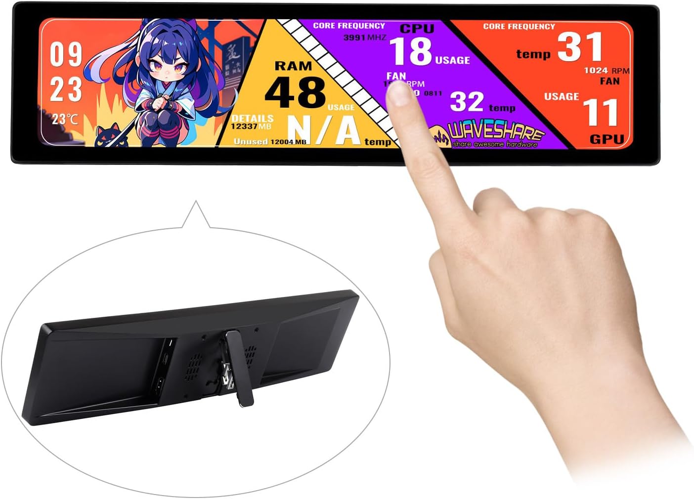 Amazon.com: waveshare 11.9inch IPS Display, Compatible with Raspberry ...