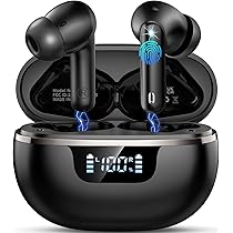 Nuovo Cuffie Bluetooth 5.4, Auricolari Bluetooth Stereo HiFi Con 4 ENC Microfoni Anti-Rumore, Durata 50 Ore Cuffiette In Ear, Impermeabili IP7 Cuffie Senza Fili, Cuffiette Touch Control, LED-Display