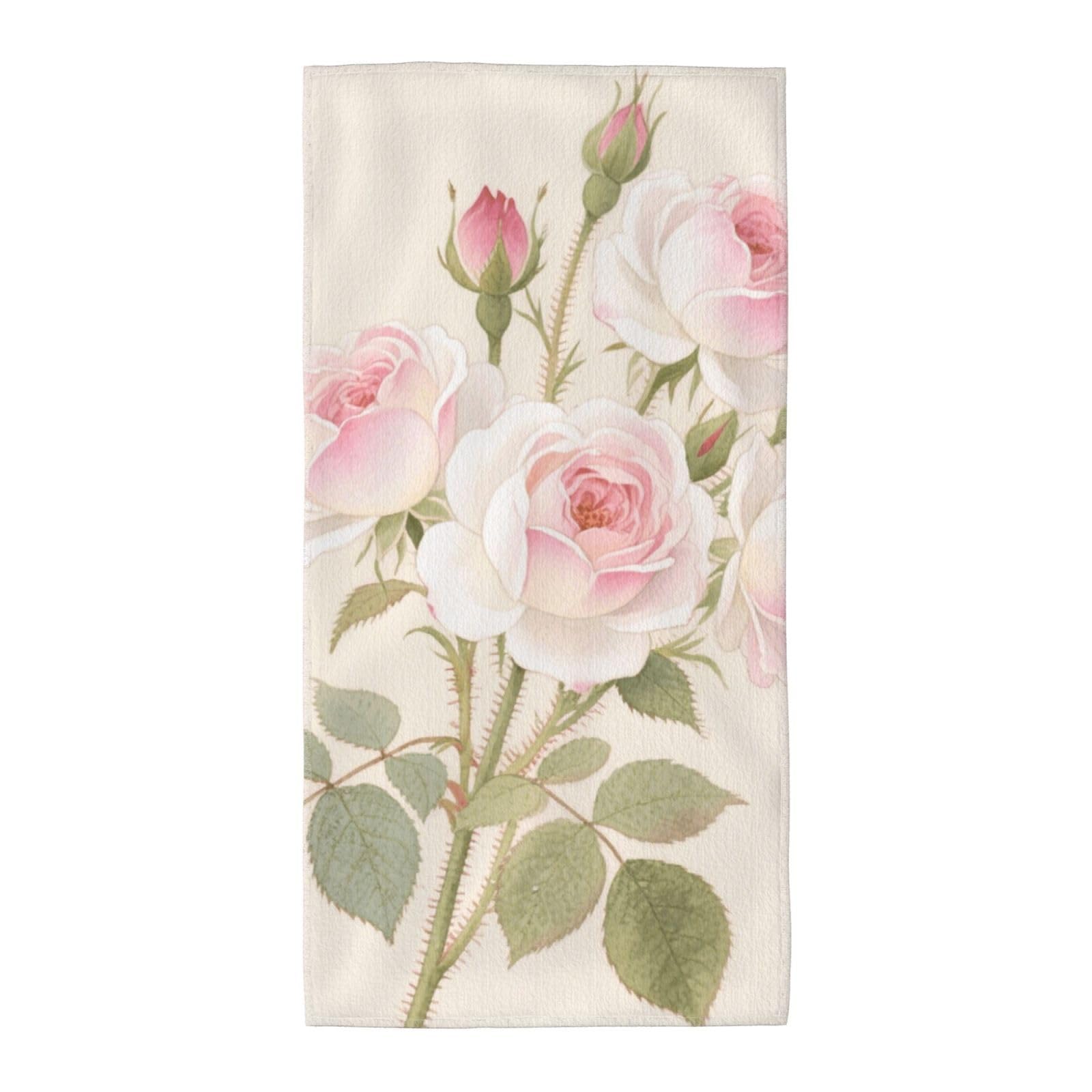 FekiLoot Absorbent Hand Towels 12"X24" Decorative Bathroom Towel Soft Microfiber Face Towel Flower Dish Kitchen Towels for Bathroom Kitchen Hotel Spa Bath Towels