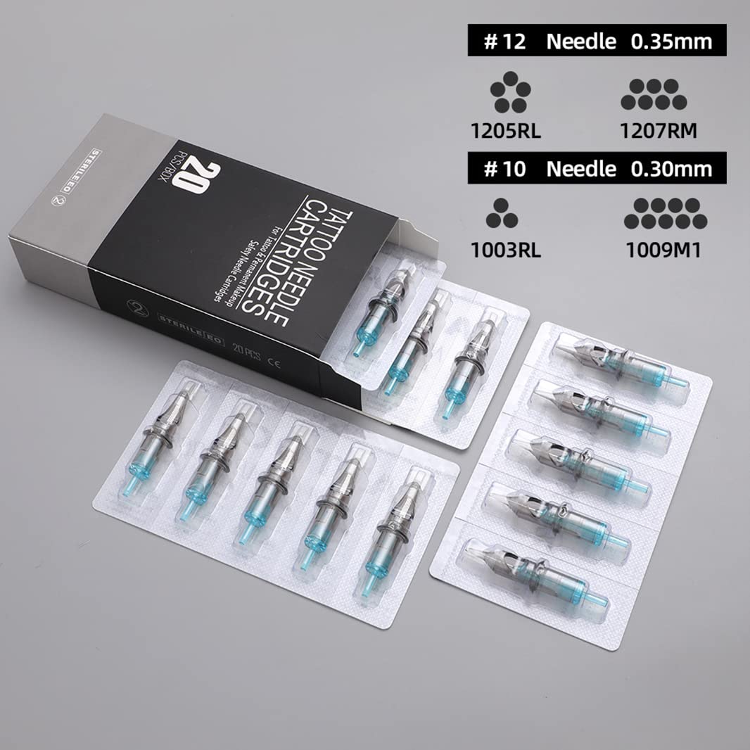 Kit penna rotativa per tatuaggi - Macchina per tatuaggi con corsa da 3,5 mm con alimentatore digitale, pedale, 20 cartucce miste, pelle per esercitazione,