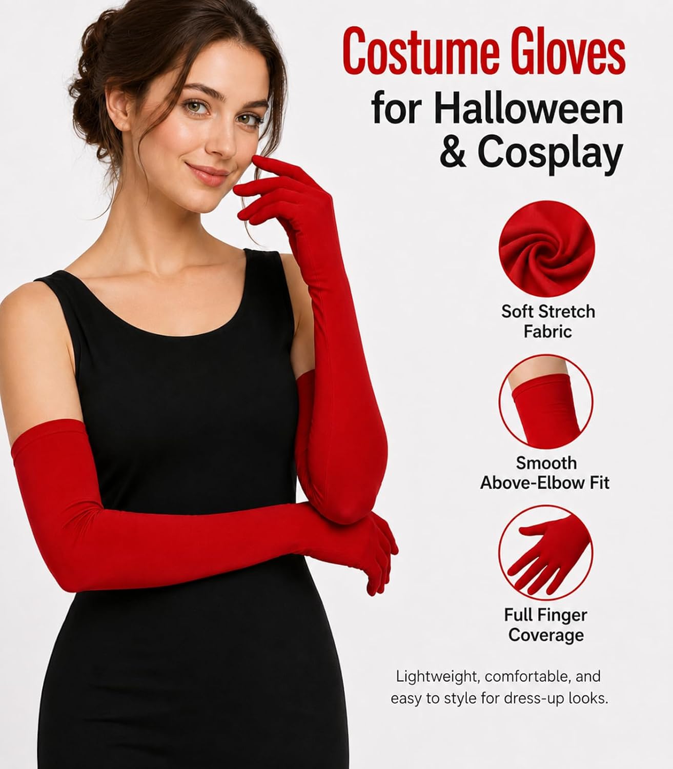 ATHX Spandex Costume Gloves 18" Long Halloween Cosplay Costume Party Gloves
