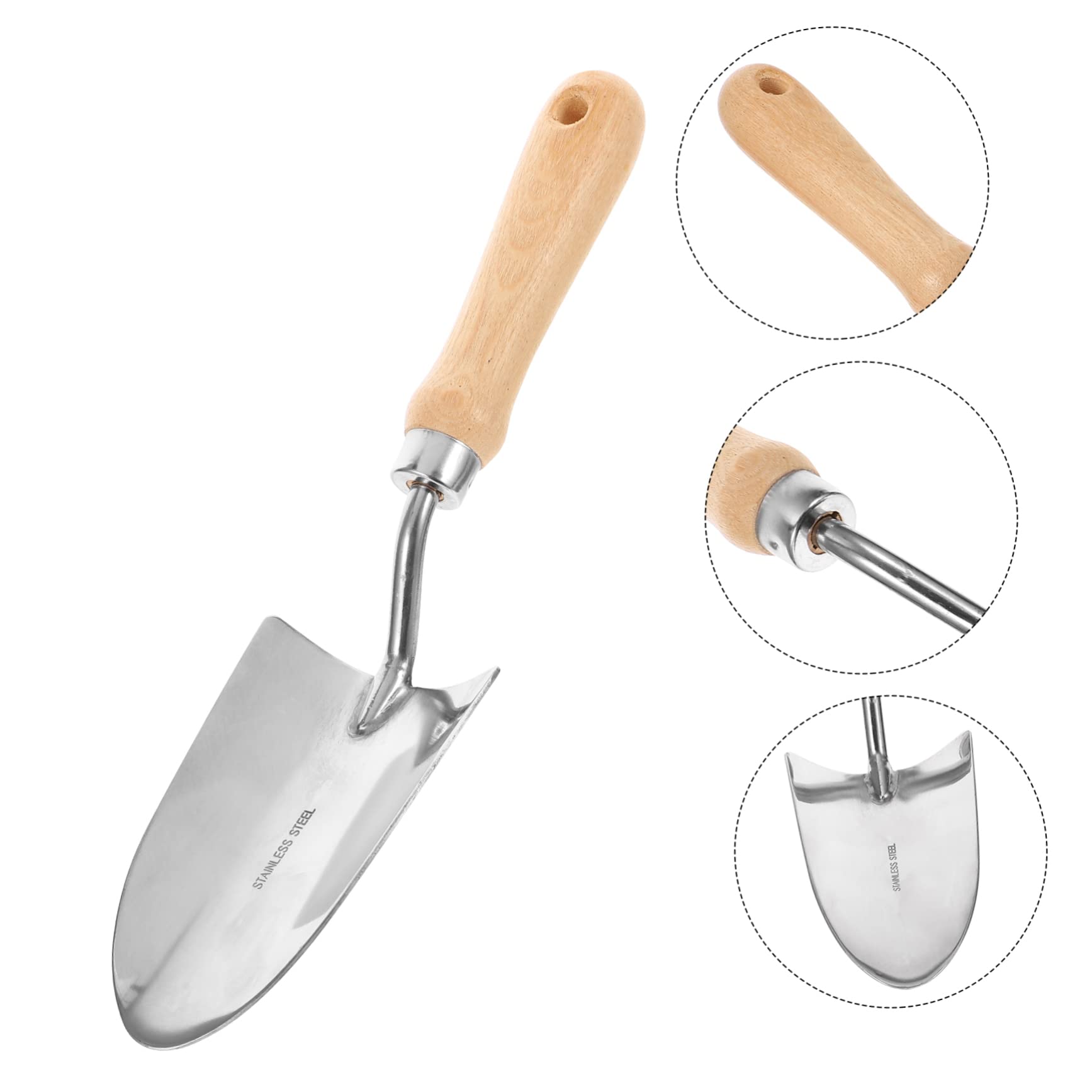 INOOMP 2stücke Multi-funktions-gartenwerkzeug Edelstahl-gartenkelle Mit Ergonomischem Holzgriff Für Pflanzen Umpflanzen Und Jäten Im Freien Für Blumen Und Bonsai