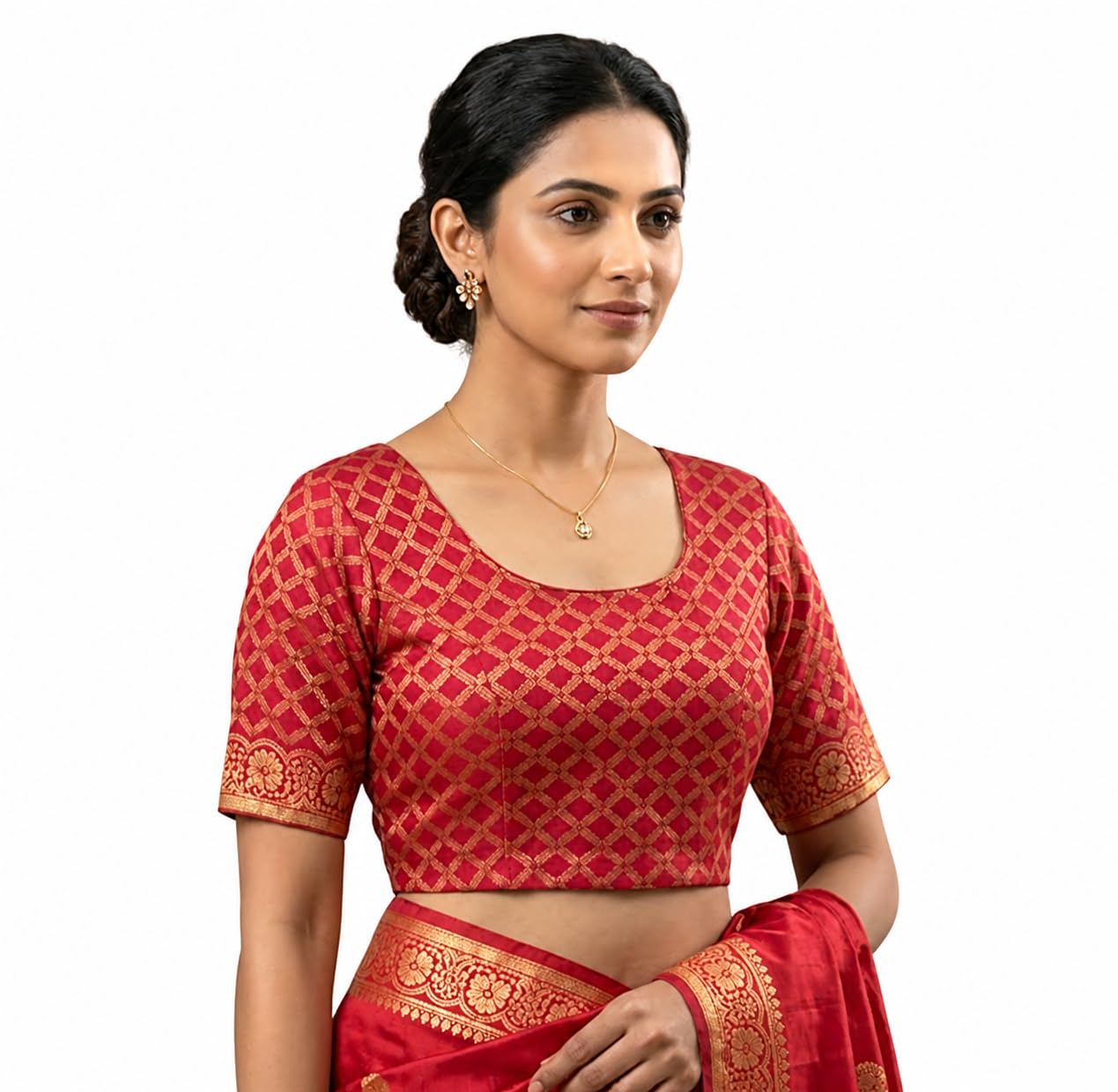 Women Designer Saree Blouse Readymade | Premium Jacquard Pattern Blouse | Half Sleeve Ethnic Blouse for Women-picture-23