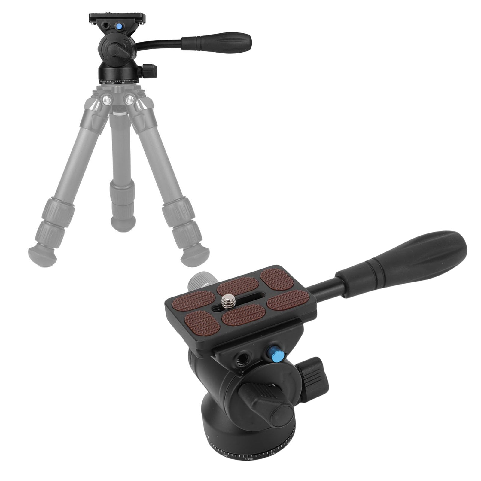 Asixxsix Testa per Treppiede, Rotazione 360° con Piastra a Sgancio Rapido