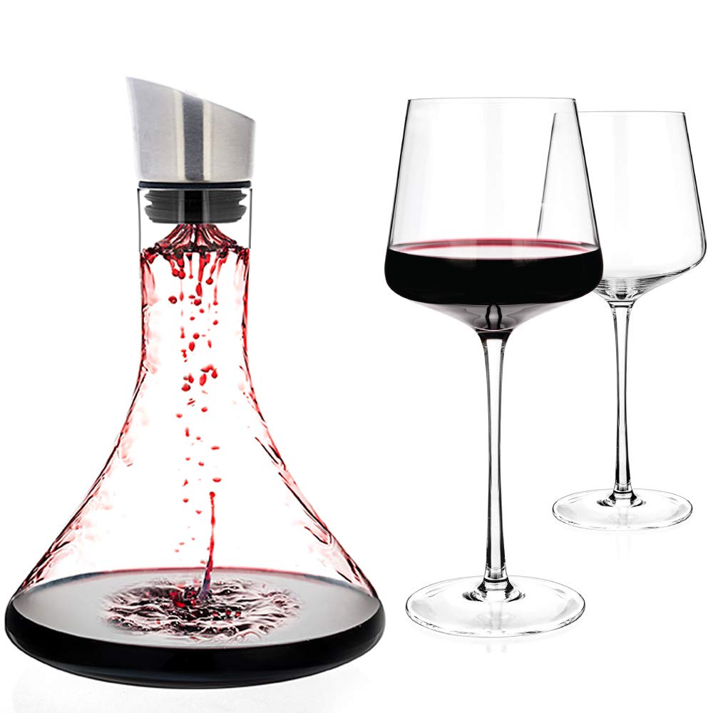 Buy Luxbe Wine Decanter 1600ml and Aerator Pourer Lid with Two