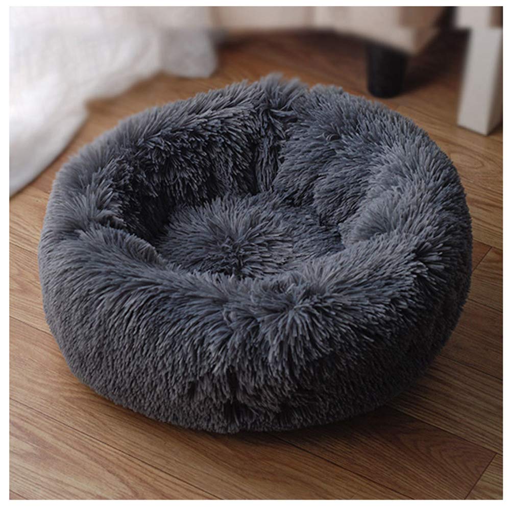 GUOCU Linda Cama para Mascotas, Cama para Gatos Donut para Perros De Juguete De Felpa De Piel Sintética Pelusa,Sofá para Perros, Cama para Perros Pequeños,Gris 2,5XL:120cm