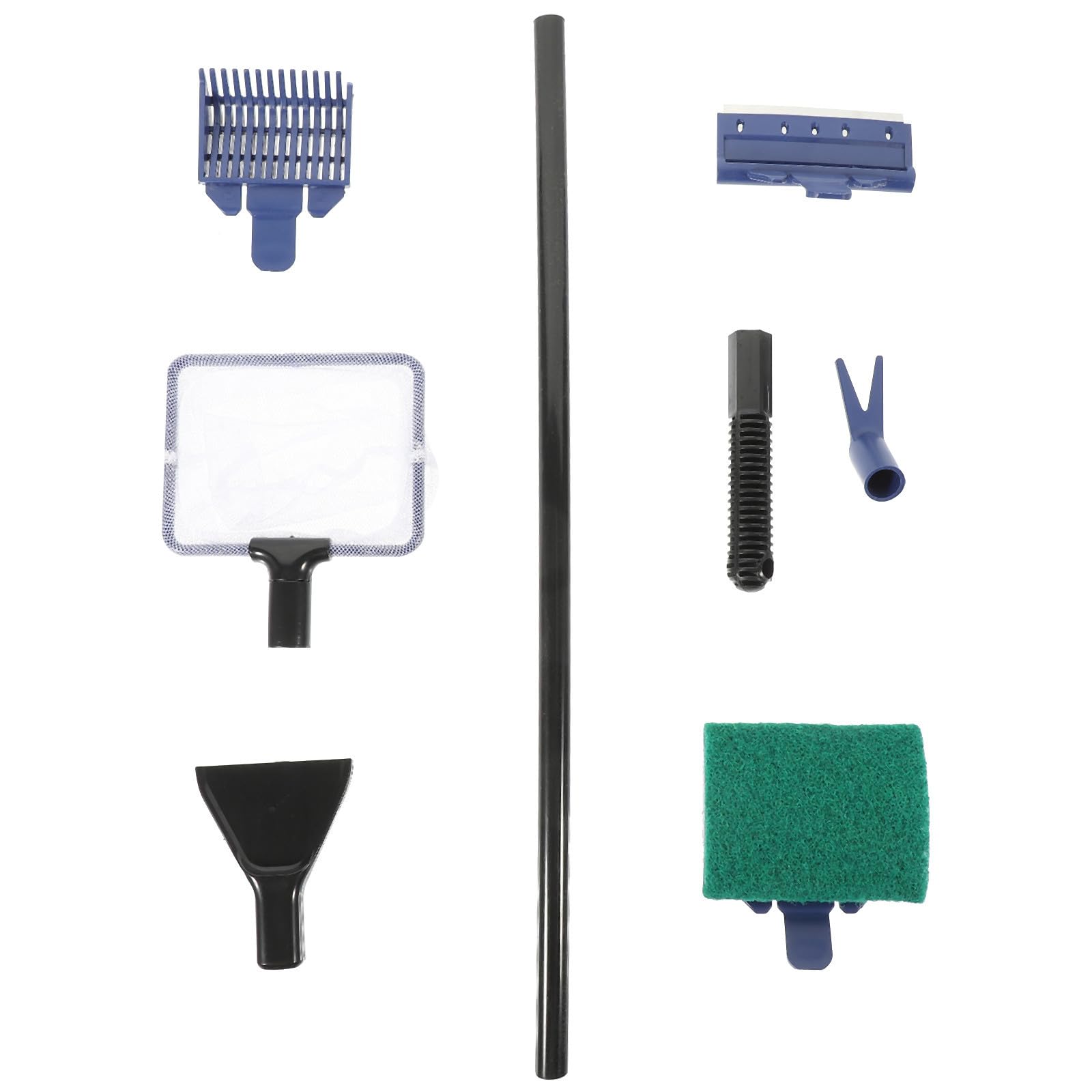 Kit de limpieza para acuarios multifunción con raspador y red para cristales impecables