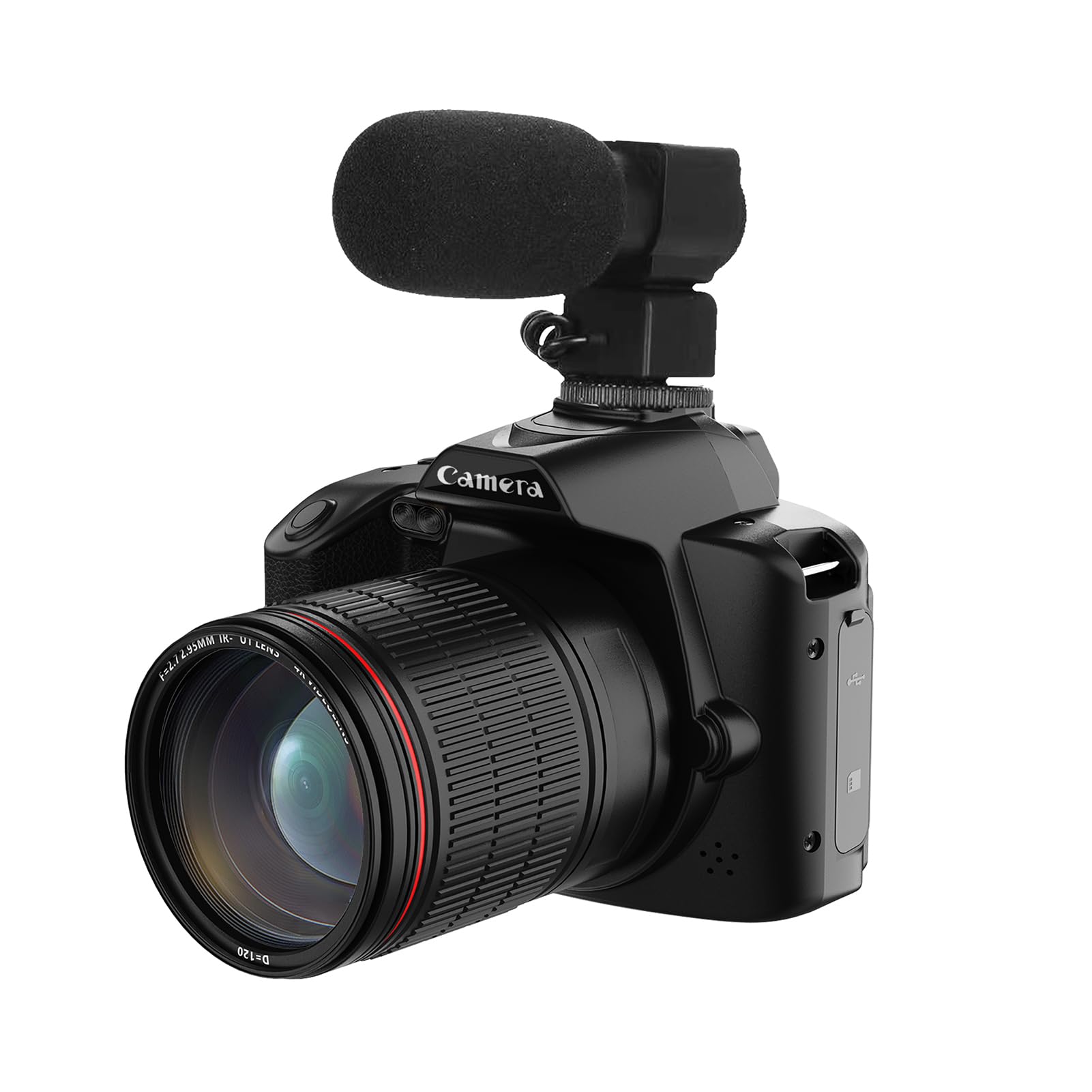 Appareil photo numérique 4K WiFi 64 MP double objectif vidéo avec vision nocturne 16X Anti-Secouement Microphone externe Support Batterie intégrée Écran IPS 3" pour anniversaires festivals