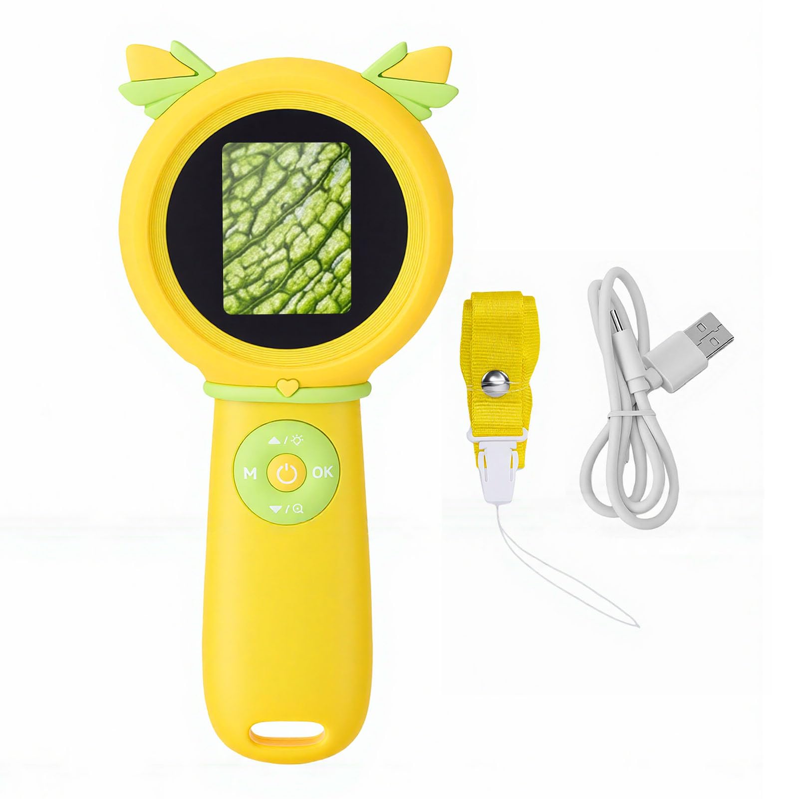 Fabater Digitales Mikroskop, 1000-faches Tragbares Taschenmikroskop mit 2,0-Zoll-Bildschirm, Lupe mit Licht, Handmikroskope für Kinder, Geburtstagsgeschenke für Mädchen und Jungen (Yellow)