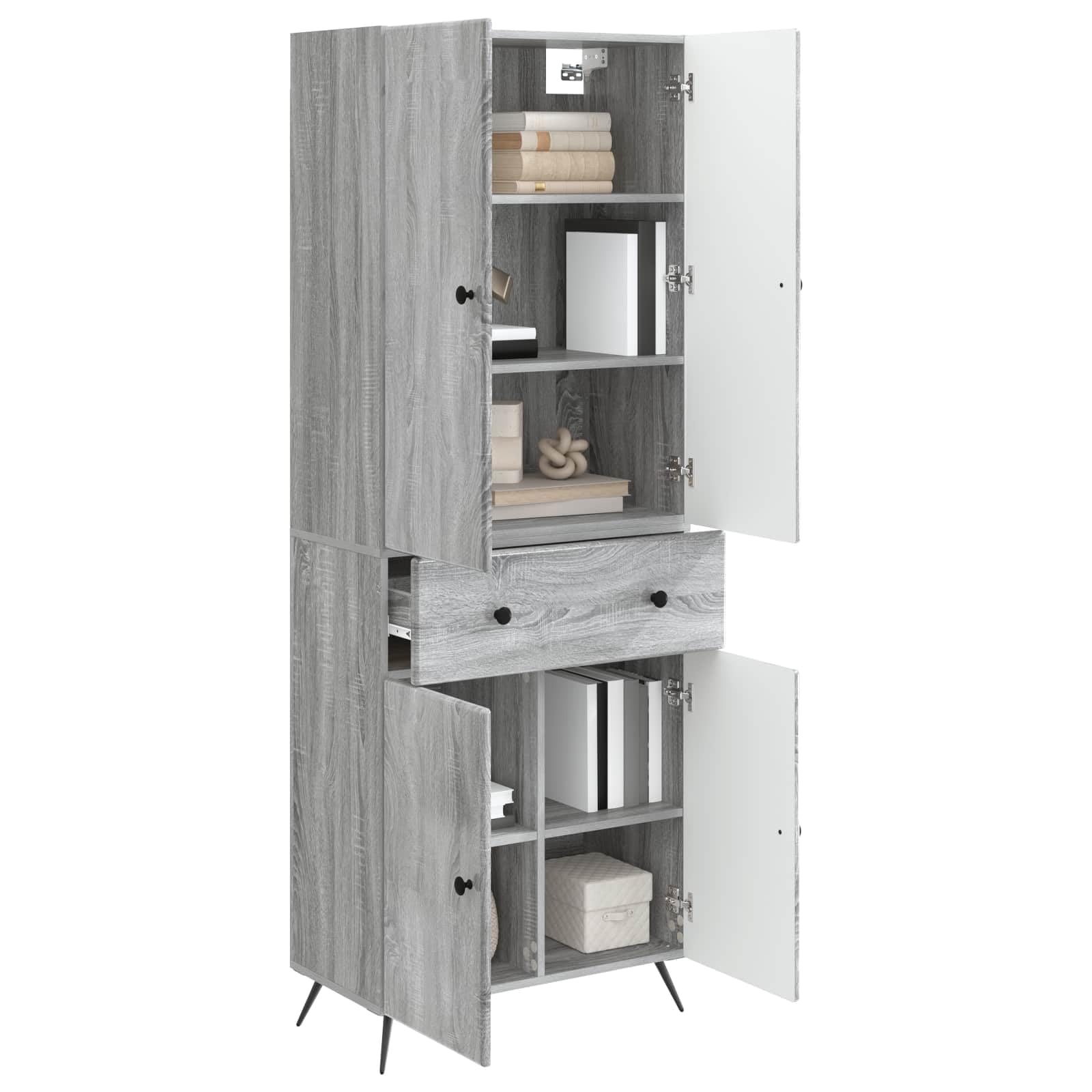 Meuble Rangement 2 Pcs Sonoma Gris avec Porte