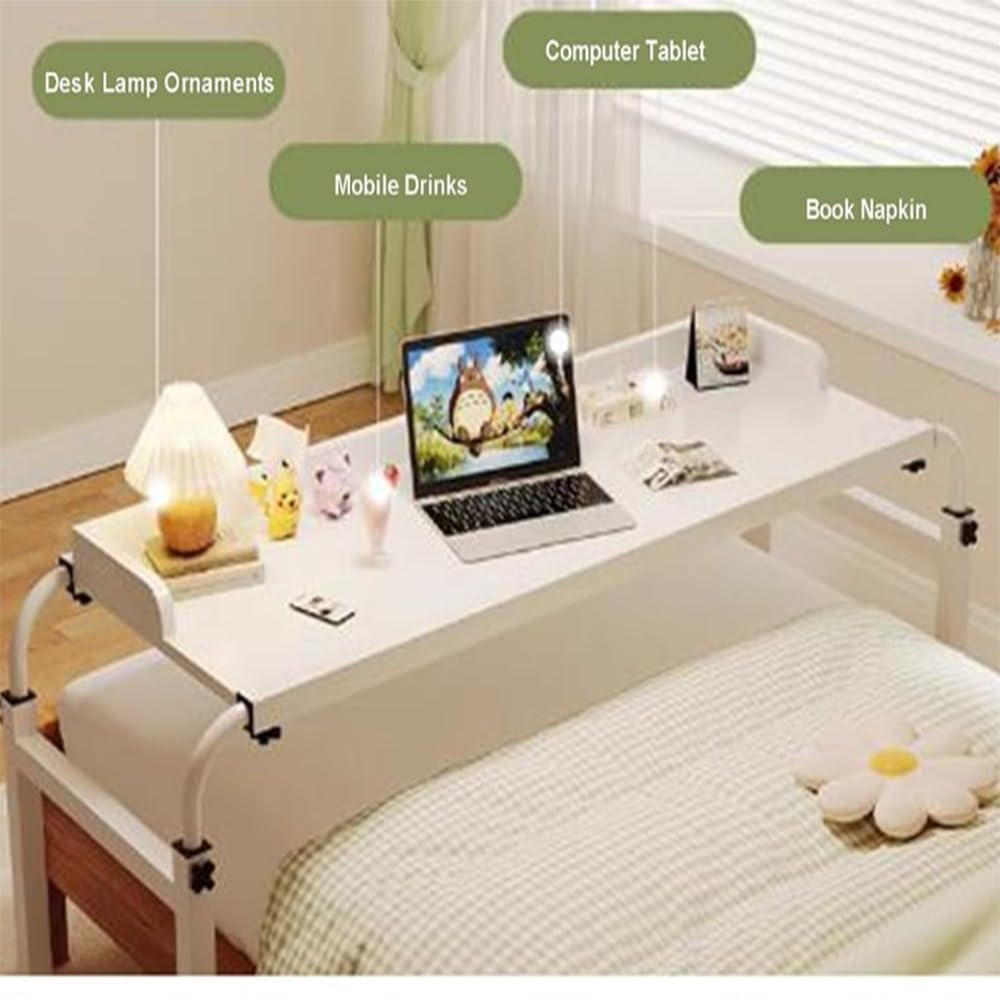 Tavolo da Letto Mobile a Croce Tavolo da Letto con Ruote Altezza e Lunghezza Regolabili Scrivania per Computer Carrello per Laptop per Postazione di Lavoro per la Casa, Camera da Letto, Uffic(Color:C)