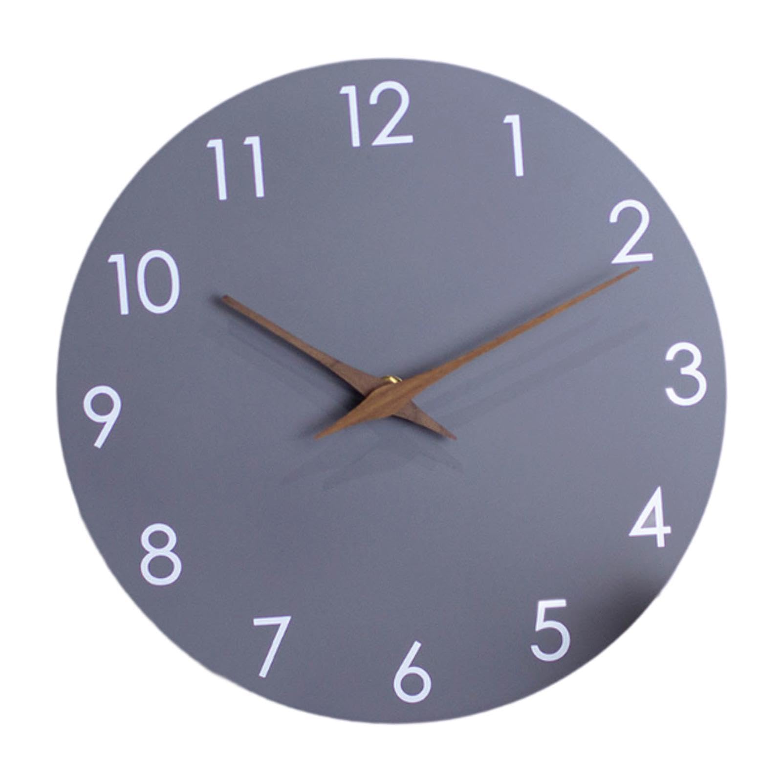 TWISAXC for Creative Bedroom Clock Non Ticking Stylish Wall Clock For Peaceful Sleep Environment Study Dining Room Hall Living Room, Gray