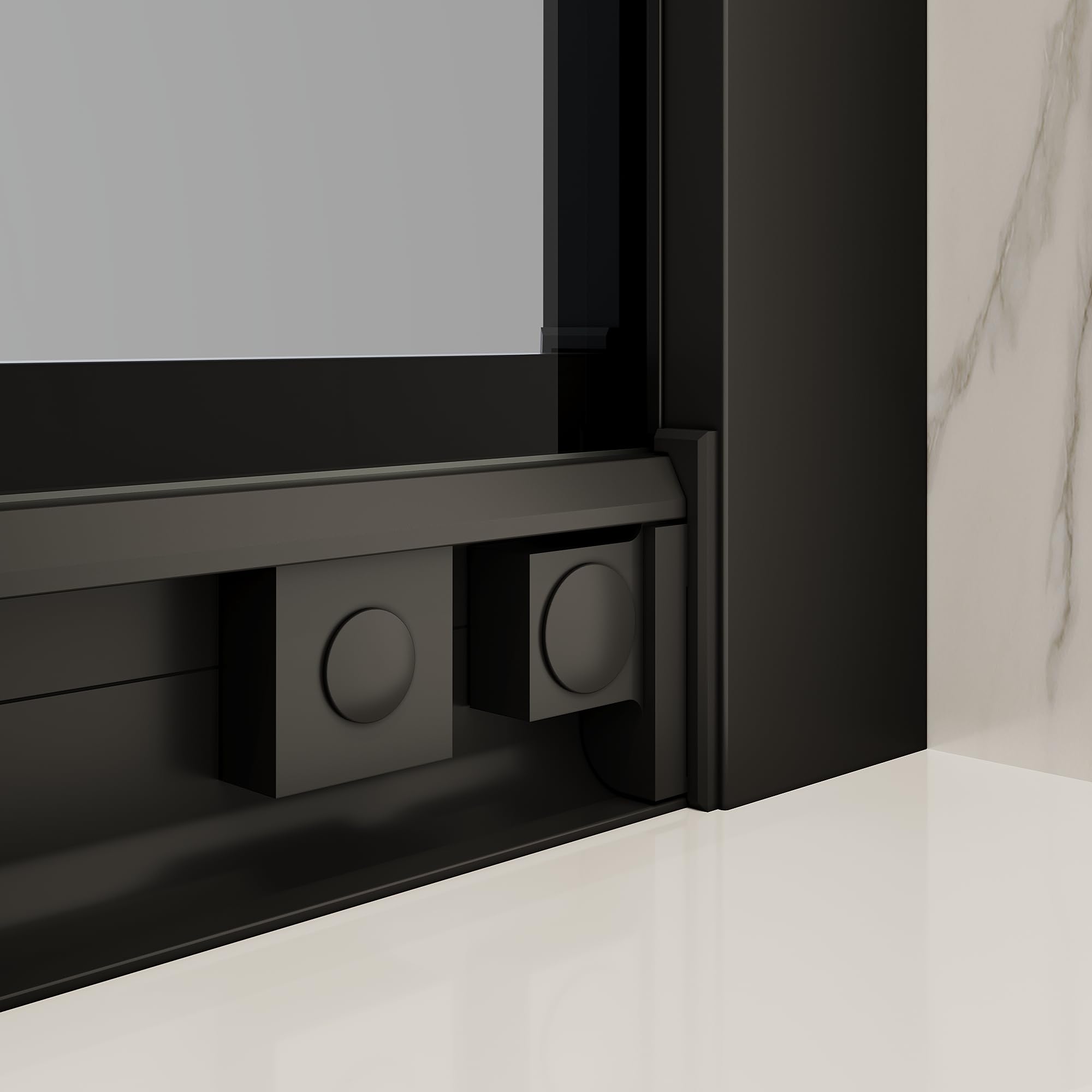 SONNI Cabina de ducha con puerta corredera Mate-Negro + Cristal tintado gris, Varias tallas 100/110/120 cm, Vidrio templado, Puerta de ducha de nicho, Puerta corredera de cristal 100x185 cm